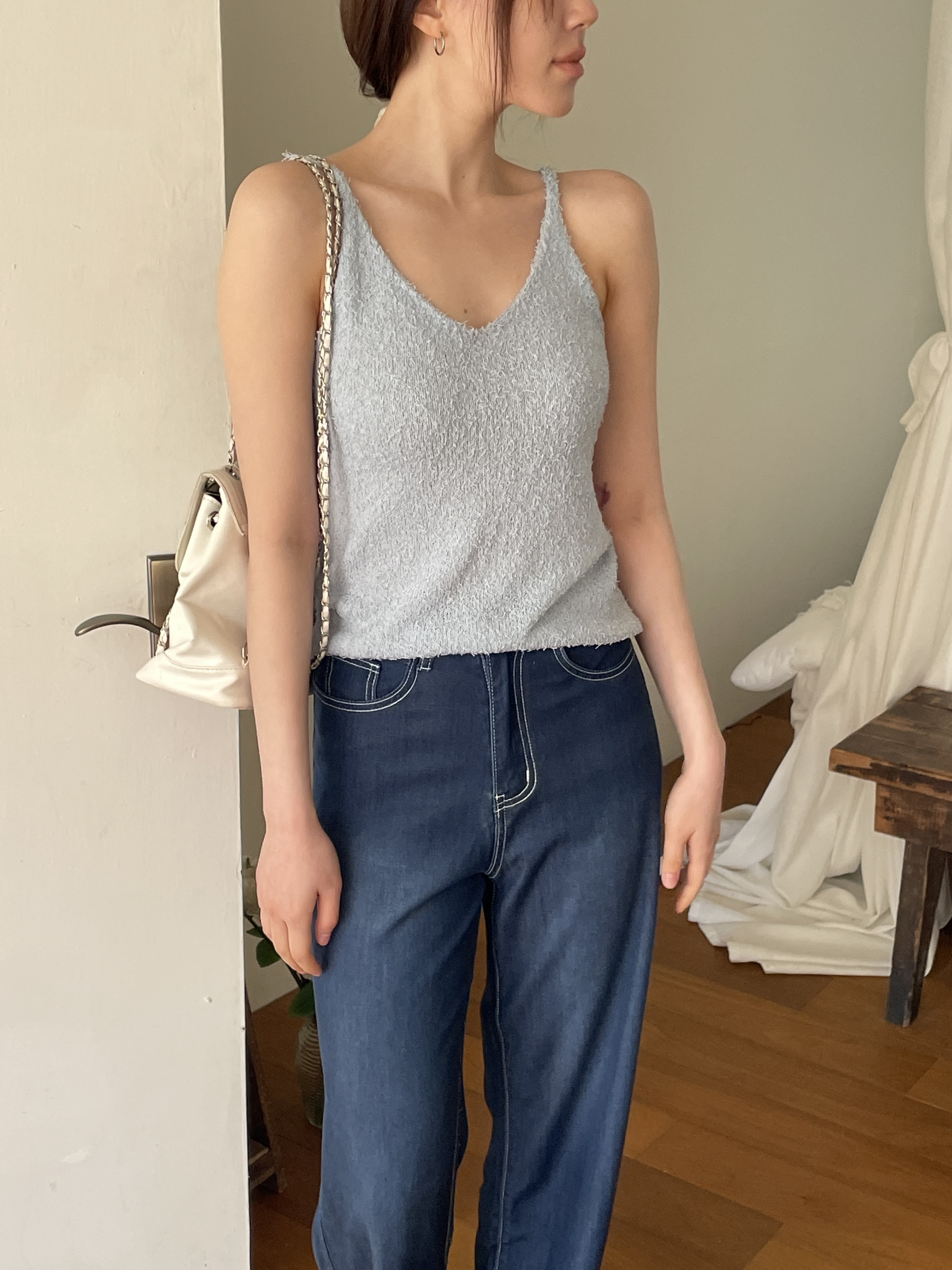 アクリルストラップホルターネックスリム無地ビスチェ | 詳細画像9