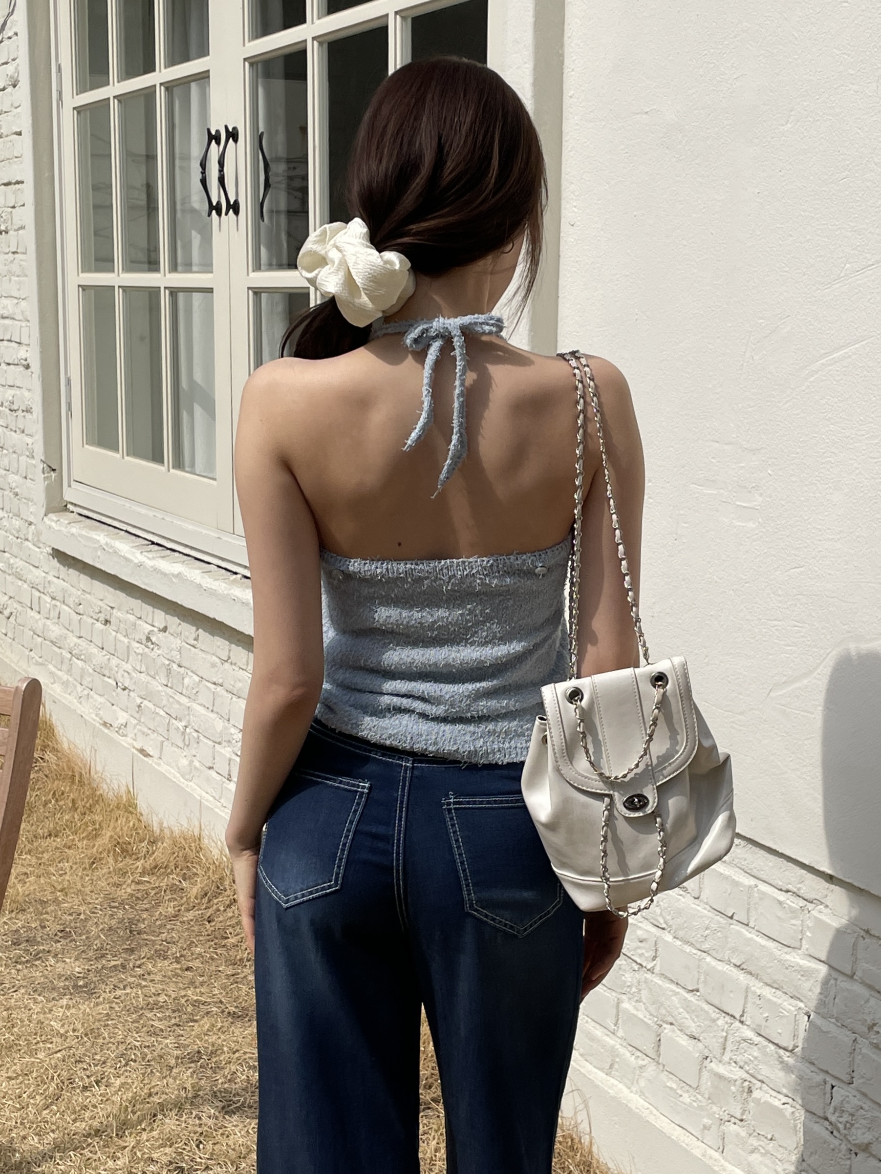 アクリルストラップホルターネックスリム無地ビスチェ | 詳細画像8