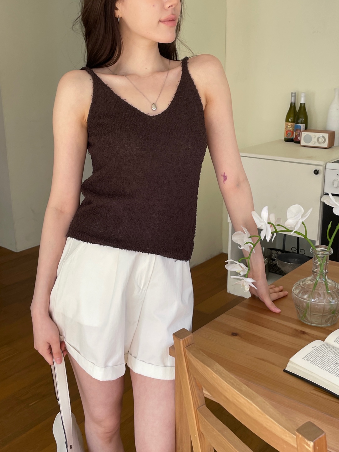 アクリルストラップホルターネックスリム無地ビスチェ | 詳細画像4