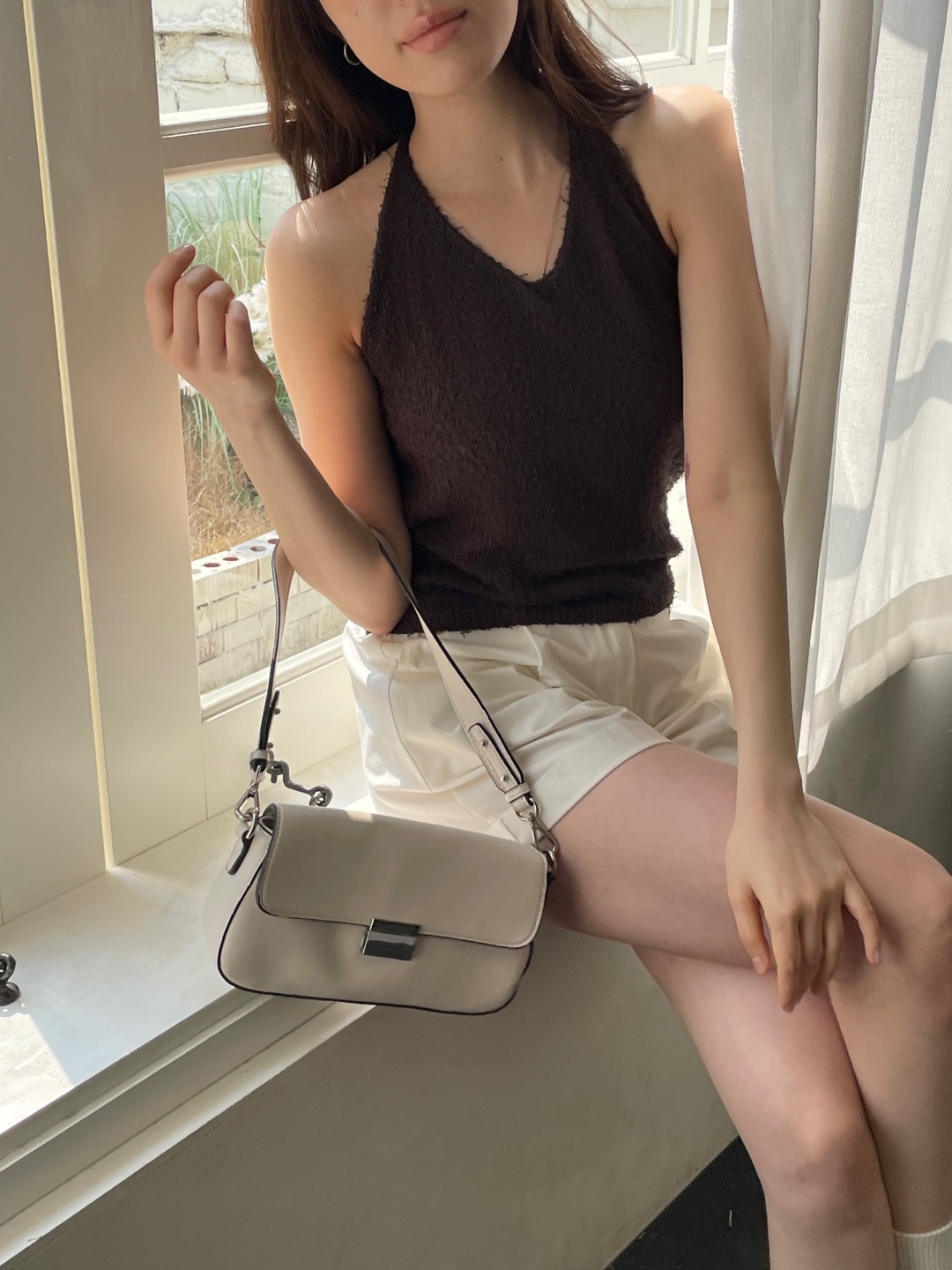 アクリルストラップホルターネックスリム無地ビスチェ | 詳細画像2