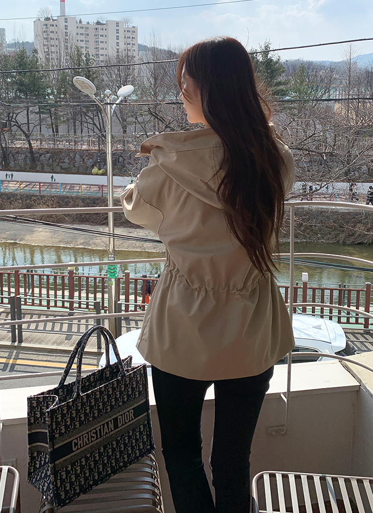 フード長袖ポケットジップアップルーズジャンパー | レディース