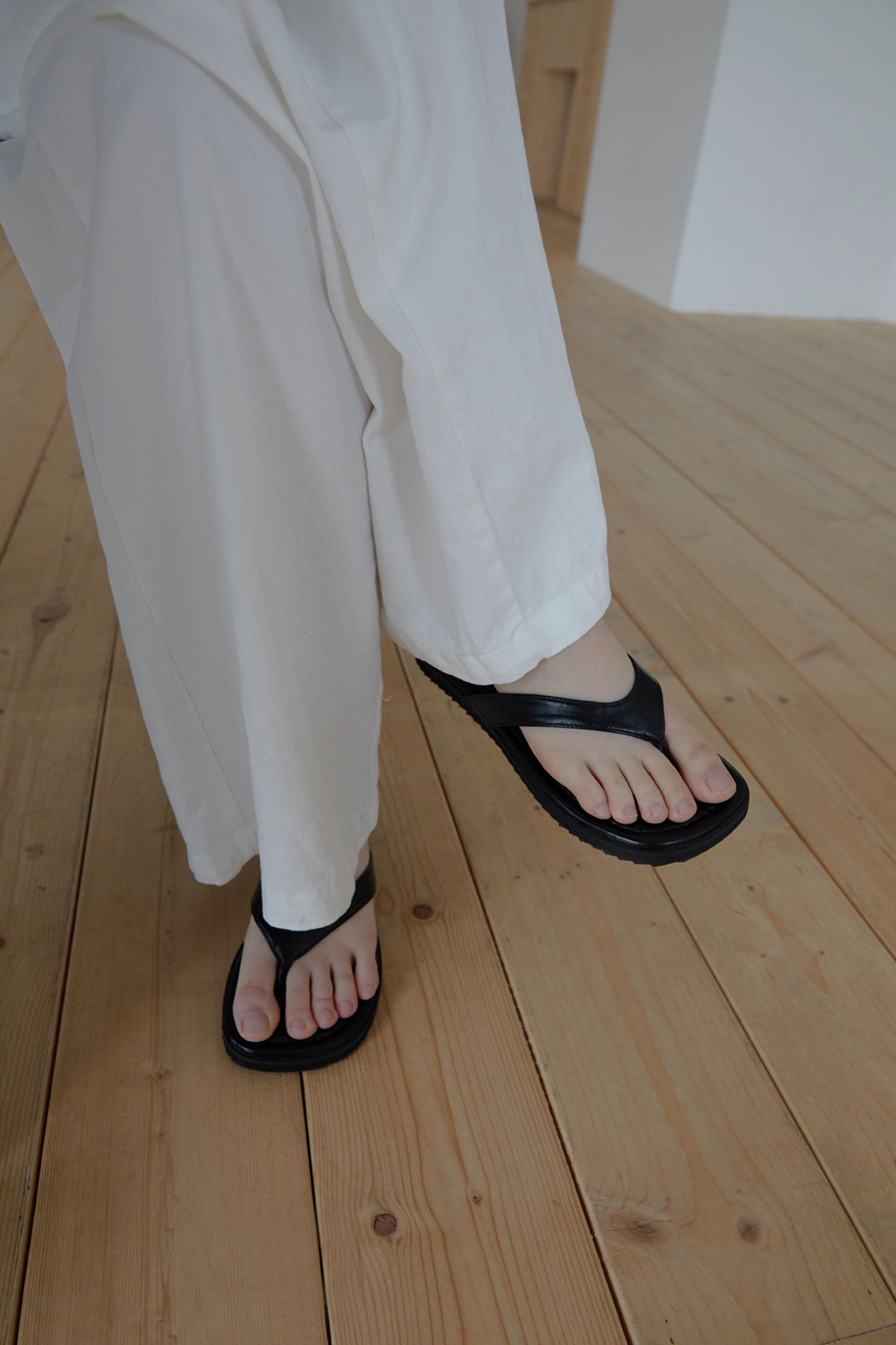 レザー調ストラップベーシックスクエアトゥ無地春夏秋 | 詳細画像7