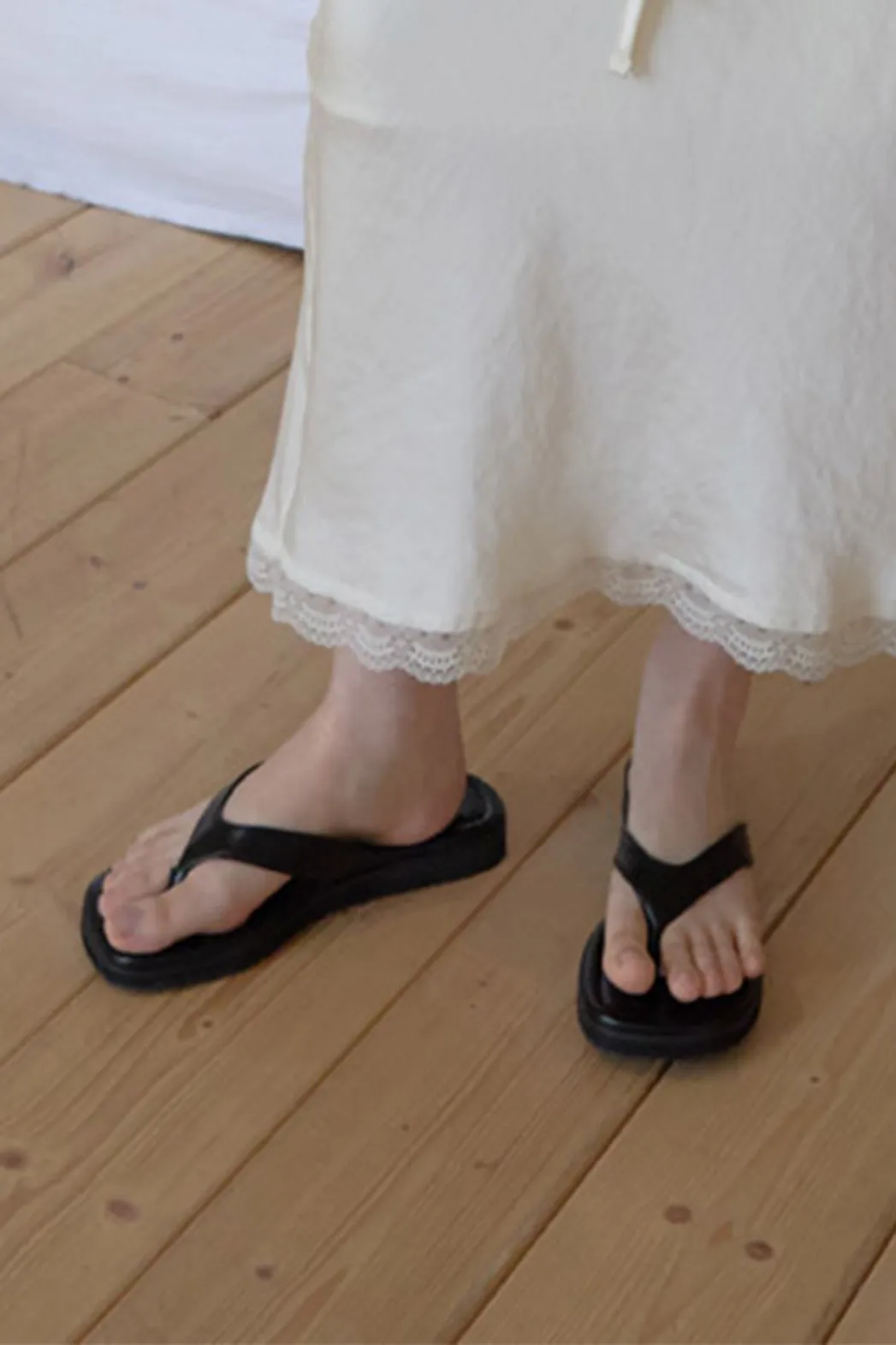 レザー調ストラップベーシックスクエアトゥ無地春夏秋 | 詳細画像1