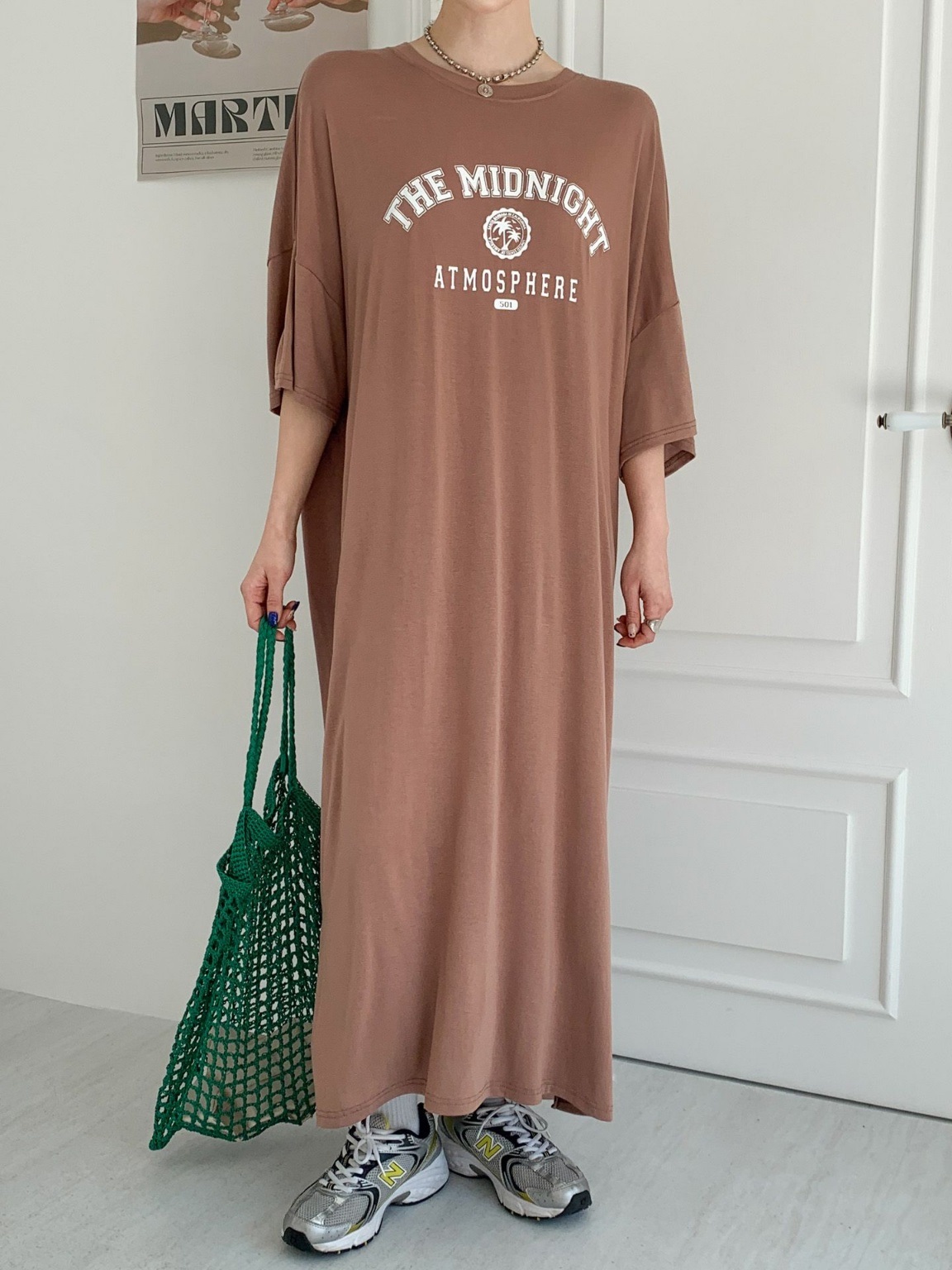 ラウンドネックスリットオーバーサイズマキシロングビッグプリントワンピース | 詳細画像19