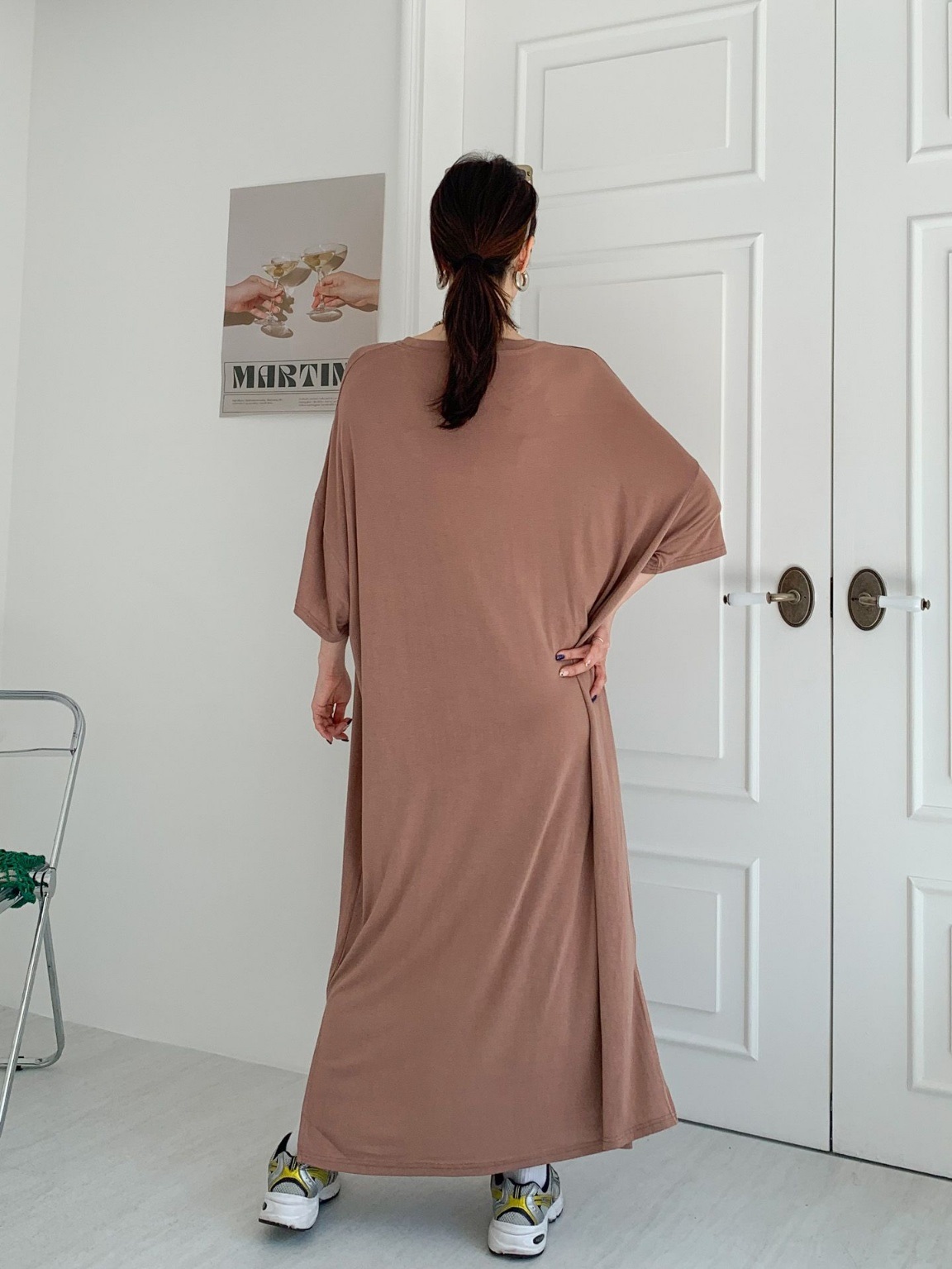 ラウンドネックスリットオーバーサイズマキシロングビッグプリントワンピース | 詳細画像17