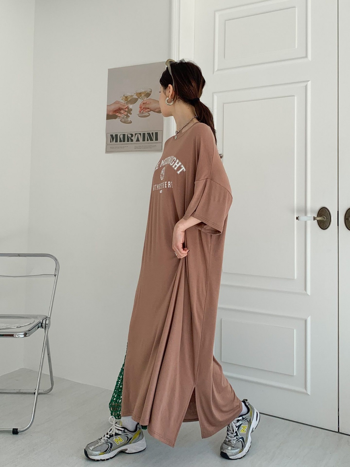 ラウンドネックスリットオーバーサイズマキシロングビッグプリントワンピース | 詳細画像18