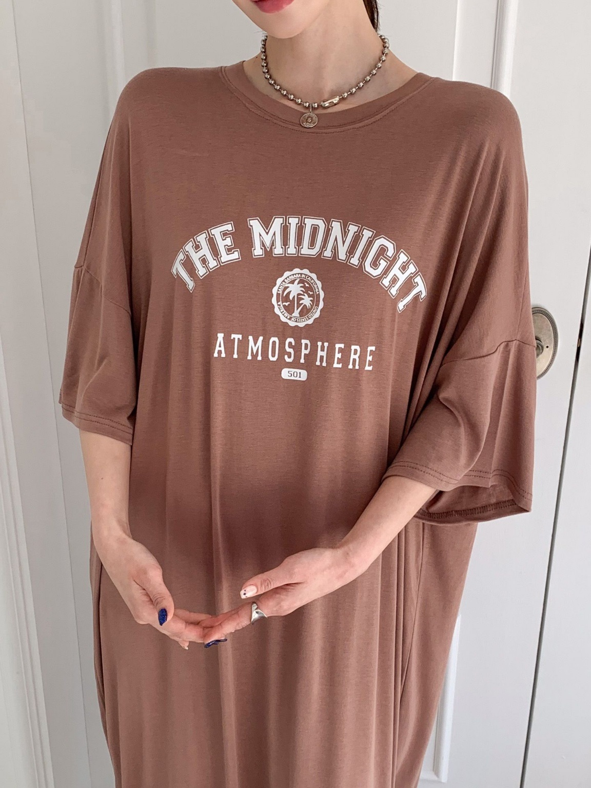 ラウンドネックスリットオーバーサイズマキシロングビッグプリントワンピース | 詳細画像20