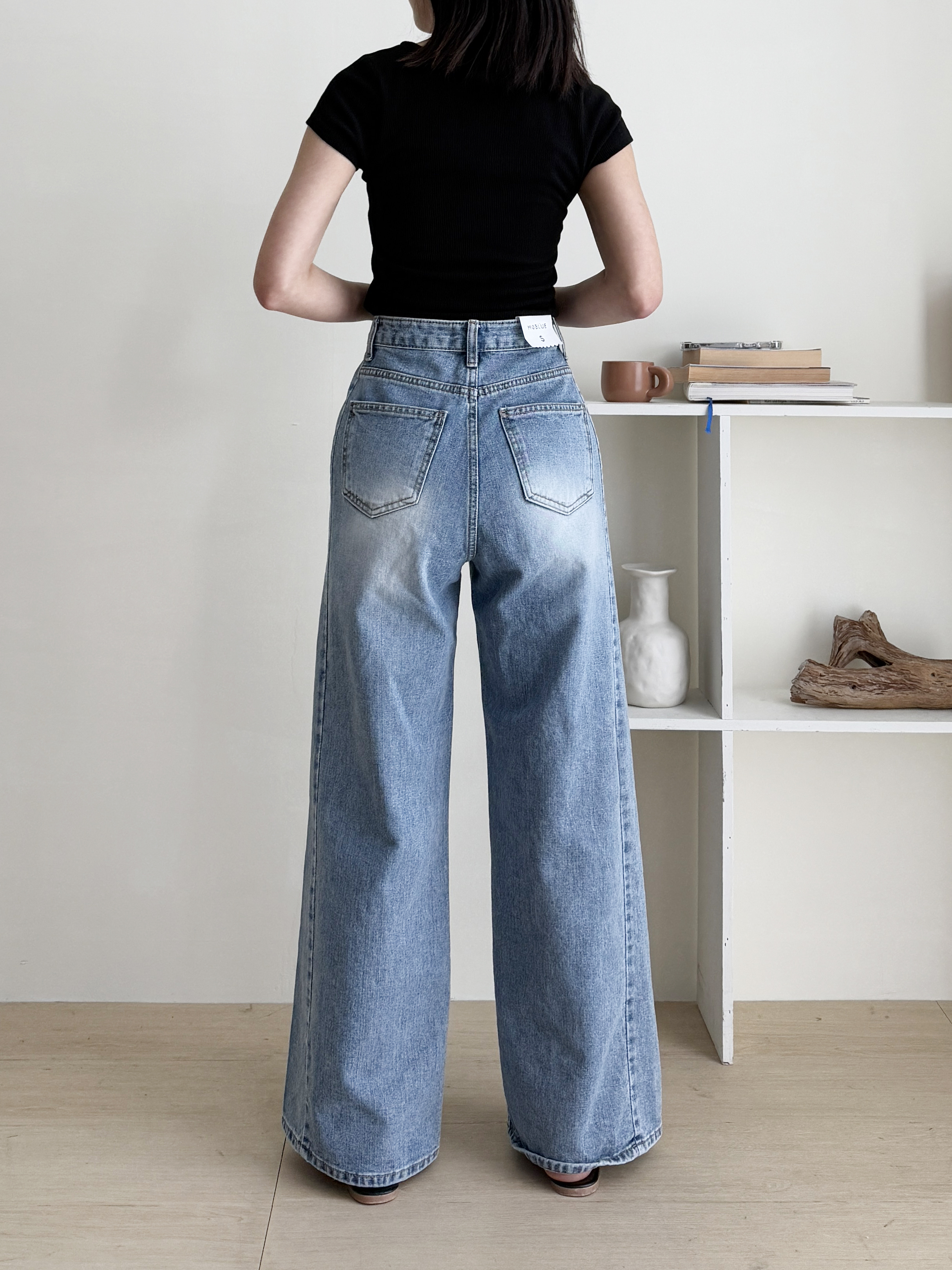 ウォッシングラインワイドサイドデニムパンツ | 詳細画像8