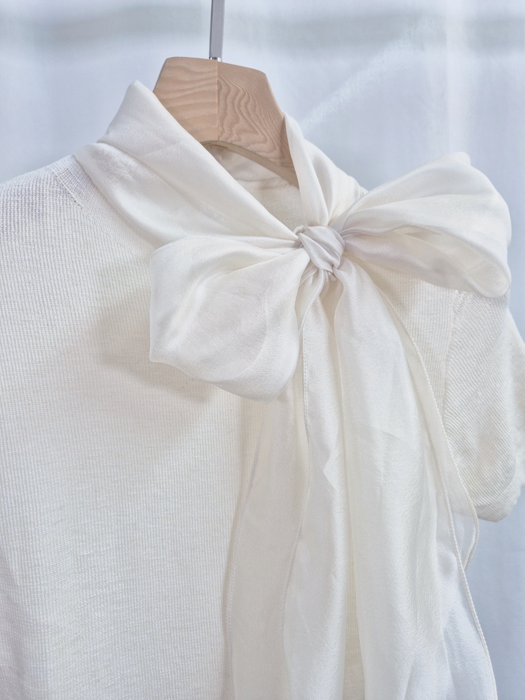 オーガンジーウール混スリム半袖スカーフネックニット | 詳細画像9