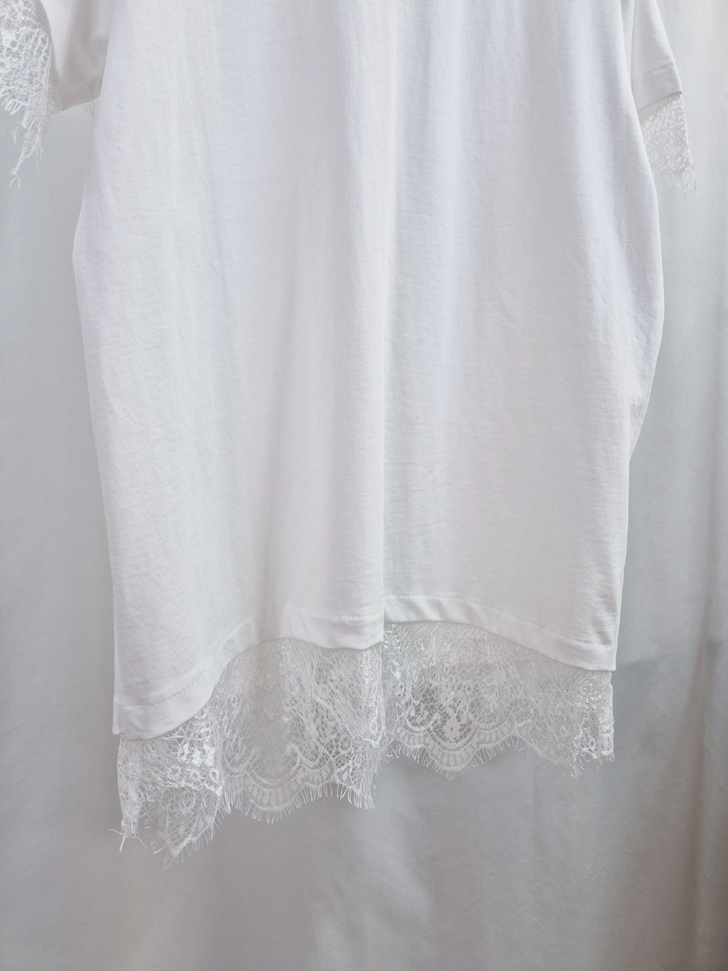 レースコットンラウンドネックルーズ半袖Tシャツ | 詳細画像9