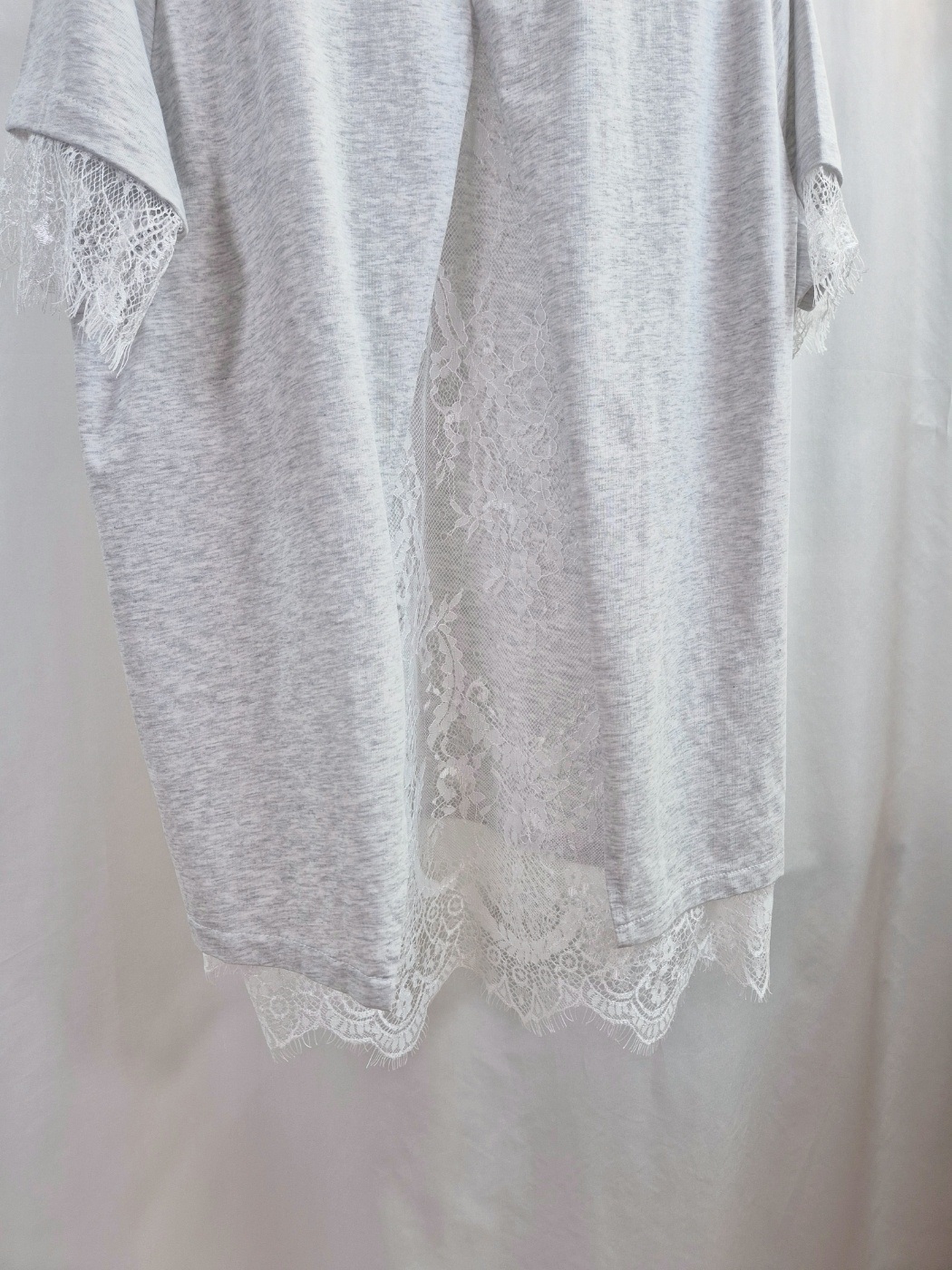 レースコットンラウンドネックルーズ半袖Tシャツ | 詳細画像13