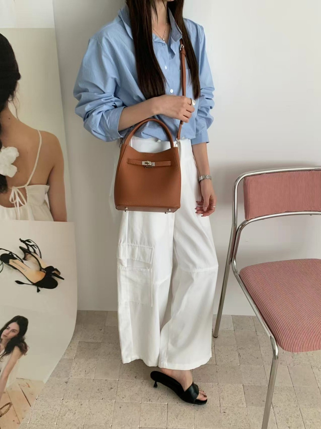 レザー調ショルダーバッグポーチ付 | 詳細画像6