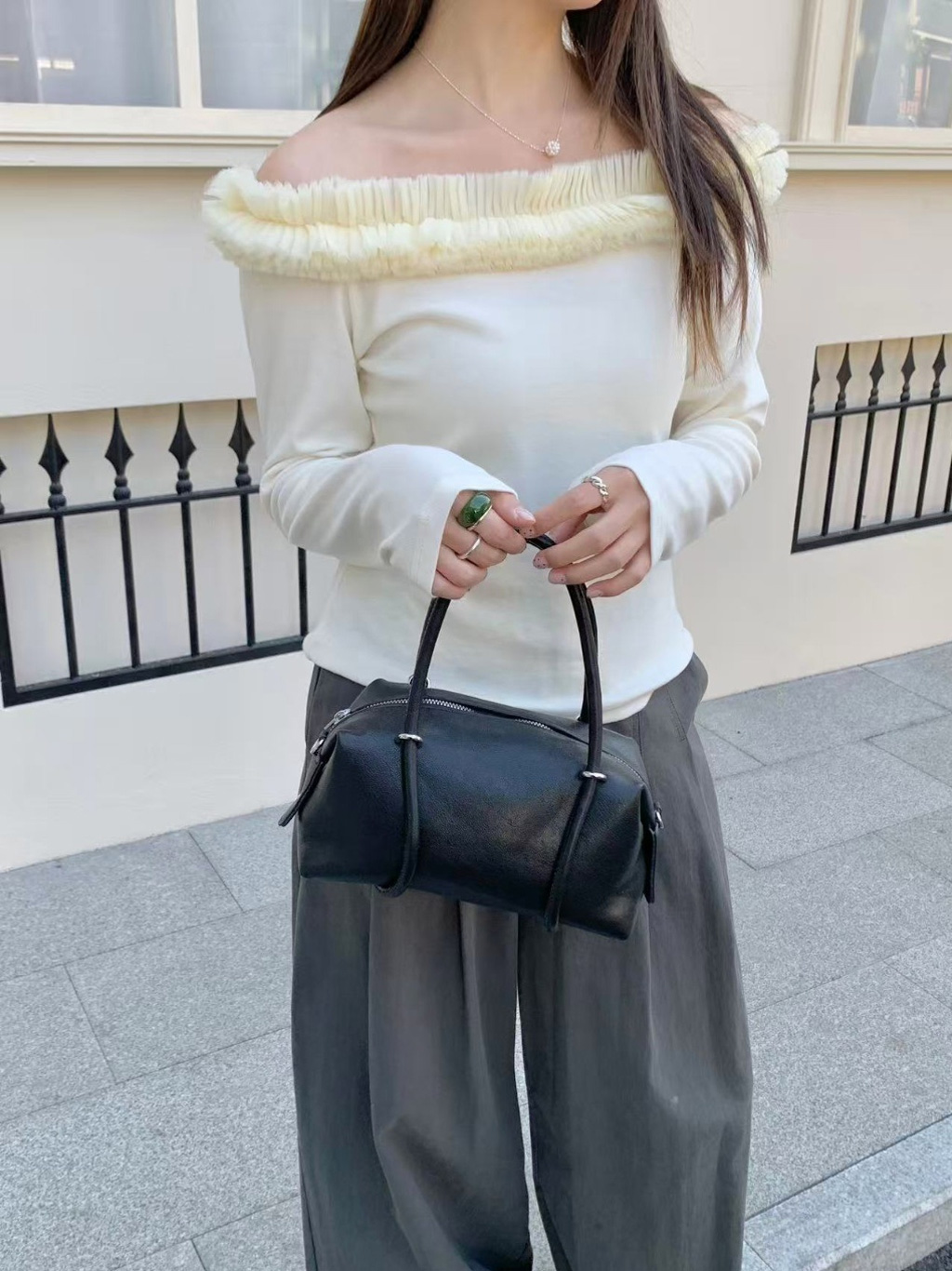 レザー調Hラインショルダーバッグ | 詳細画像10