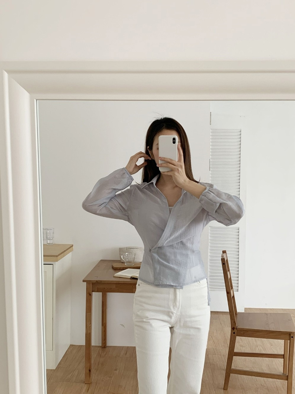 ラップオープンカラー長袖ブラウス | 詳細画像2