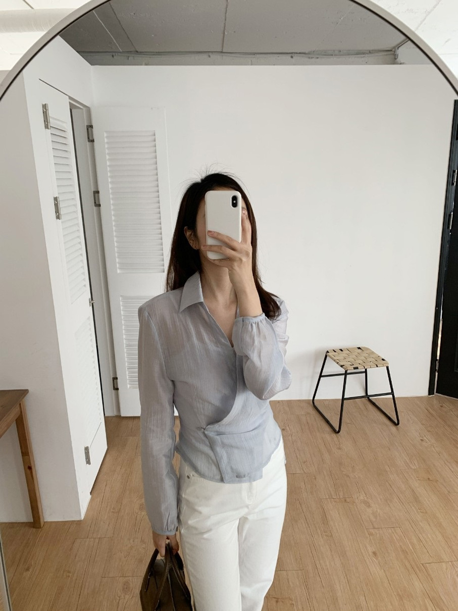 ラップオープンカラー長袖ブラウス | 詳細画像15