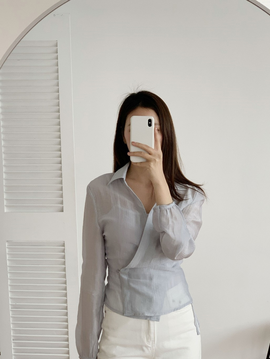 ラップオープンカラー長袖ブラウス | 詳細画像16