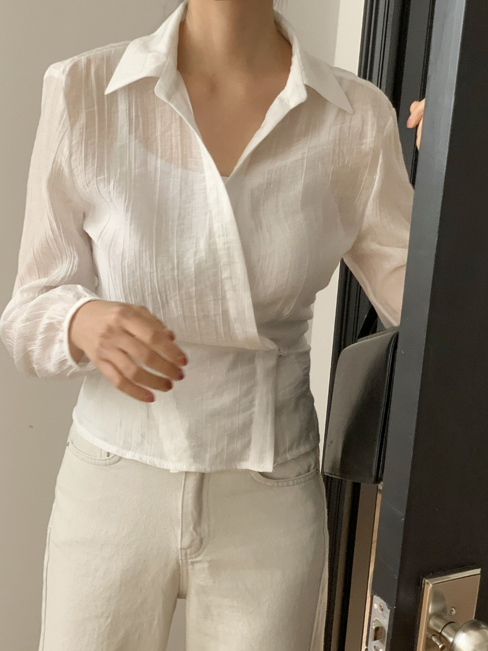 ラップオープンカラー長袖ブラウス | 詳細画像23