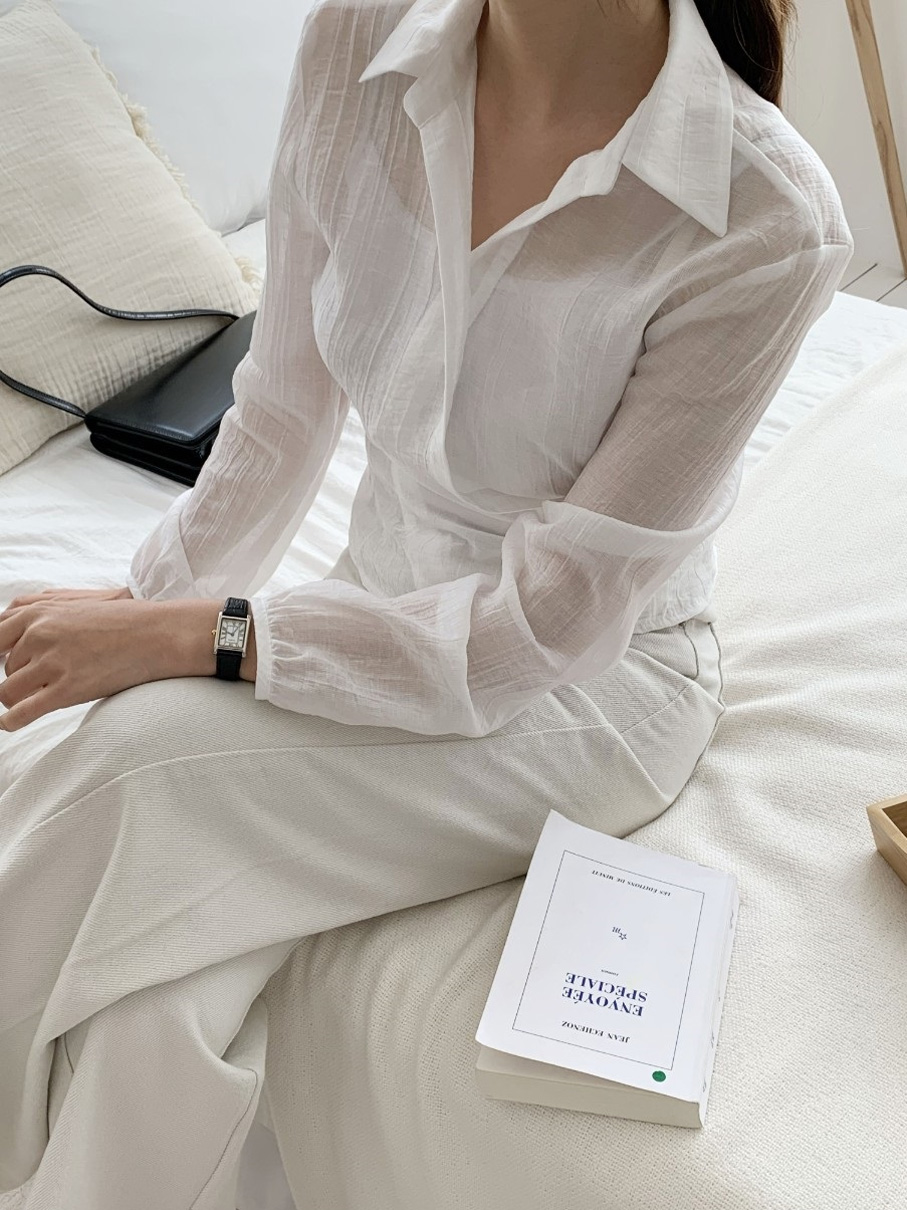 ラップオープンカラー長袖ブラウス | 詳細画像31