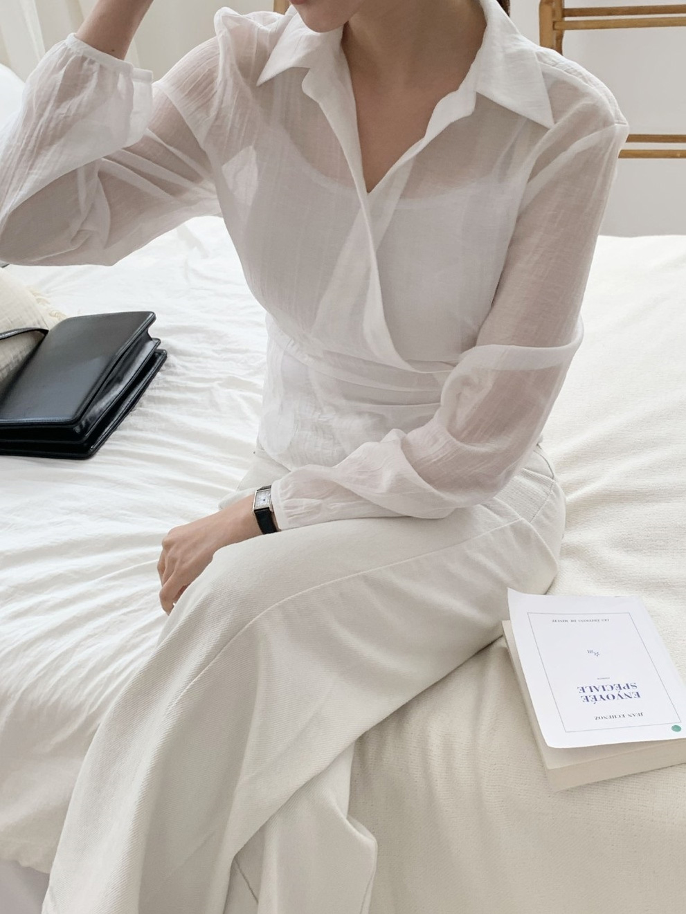 ラップオープンカラー長袖ブラウス | 詳細画像32