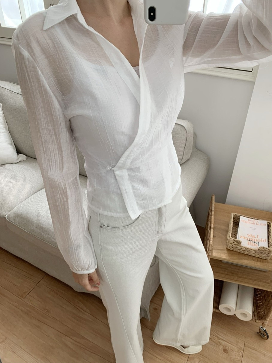 ラップオープンカラー長袖ブラウス | 詳細画像36