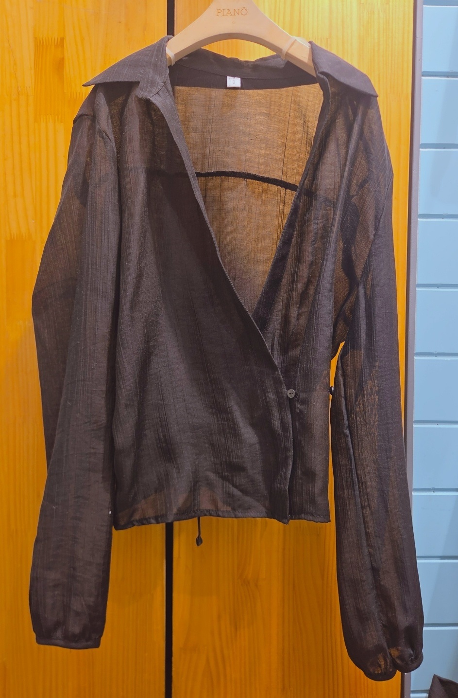 ラップオープンカラー長袖ブラウス | 詳細画像4