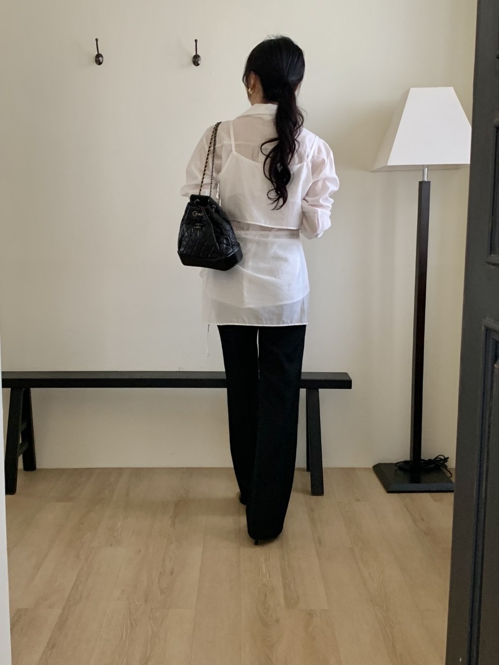 シースルーボタンストラップクロップド長袖スカートシャツビスチェ3 SET | 詳細画像3