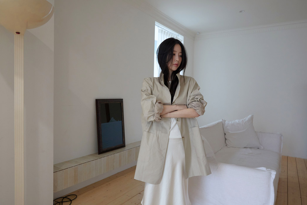 ベロアコットンボタンハイネックハーフ無地コート春秋 | 詳細画像7