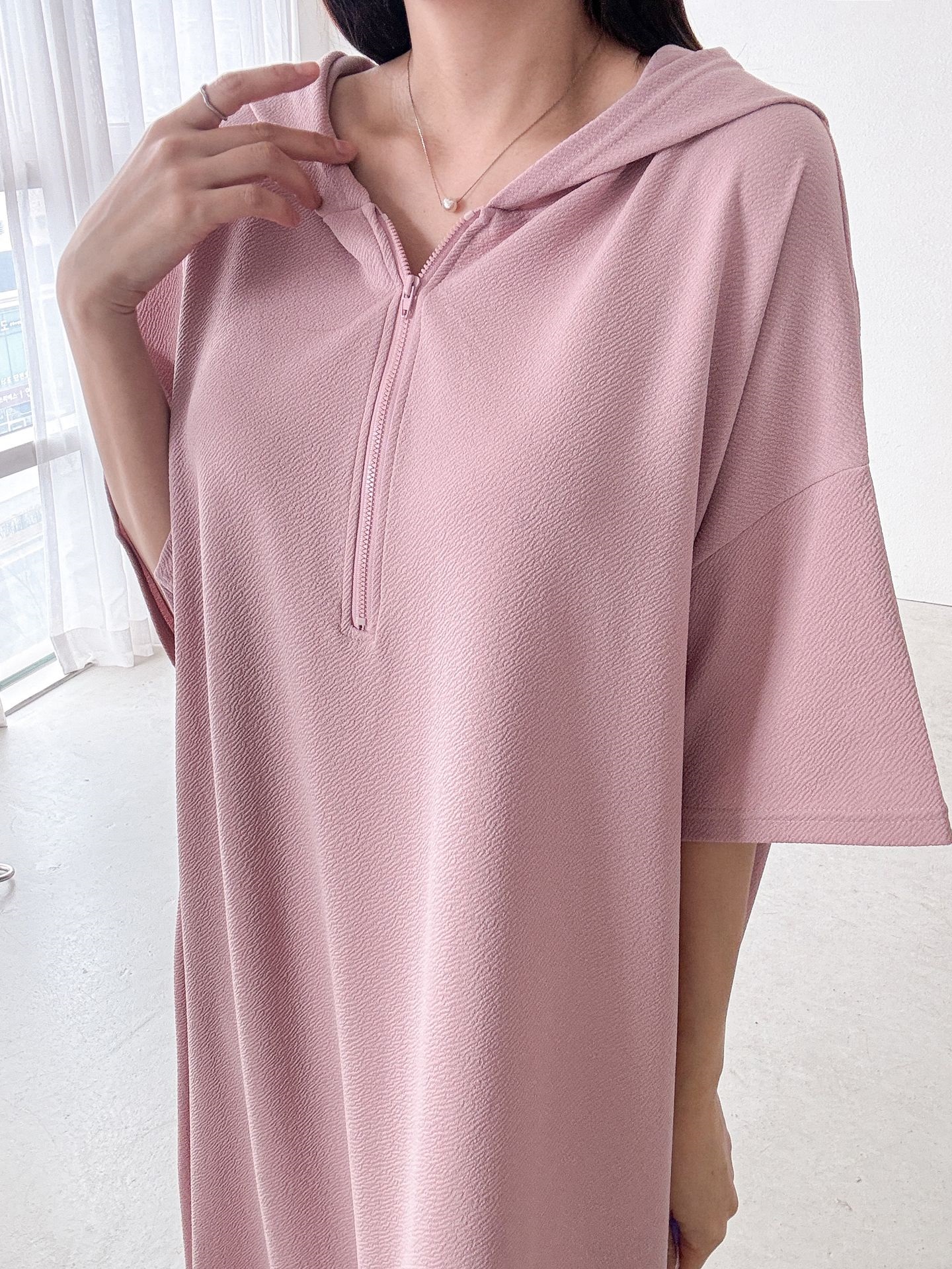 ジップアップフードロング長袖ワンピース | 詳細画像14