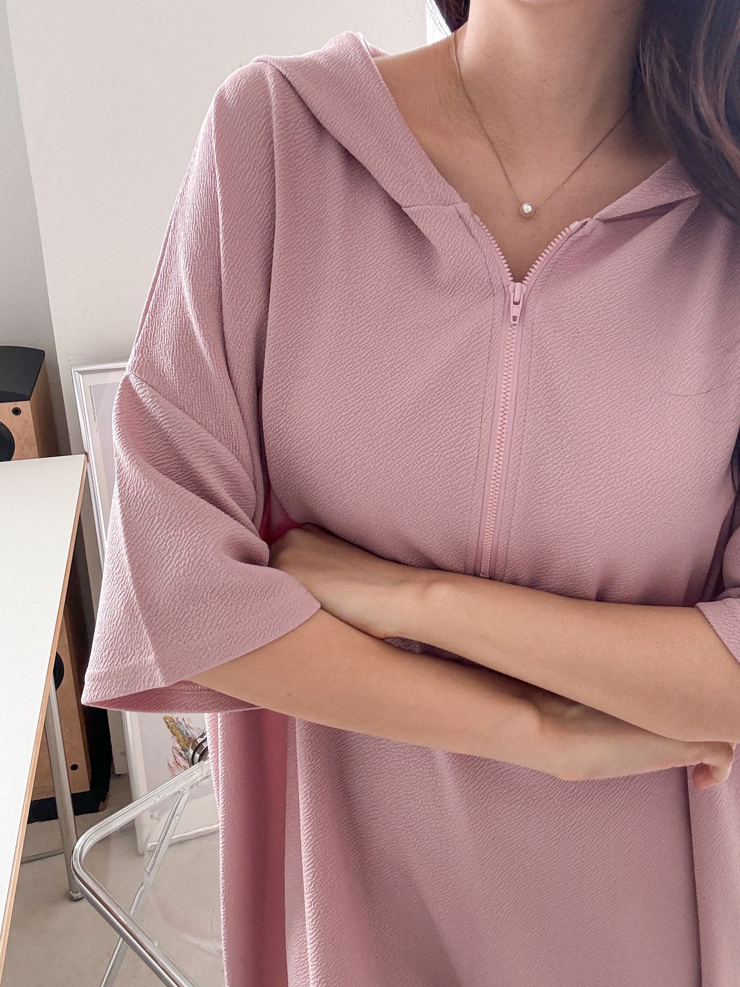 ジップアップフードロング長袖ワンピース | 詳細画像15