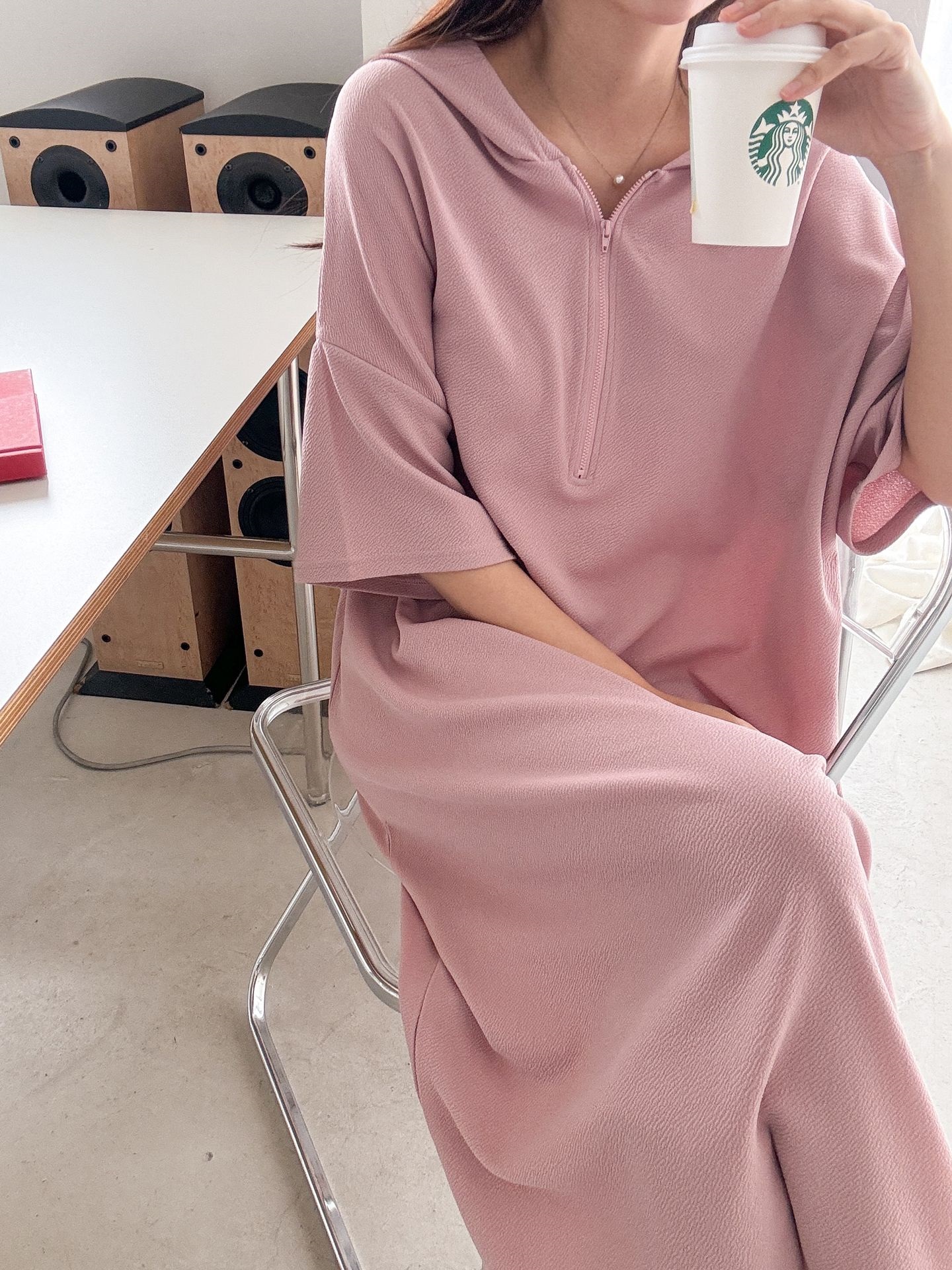 ジップアップフードロング長袖ワンピース | 詳細画像16