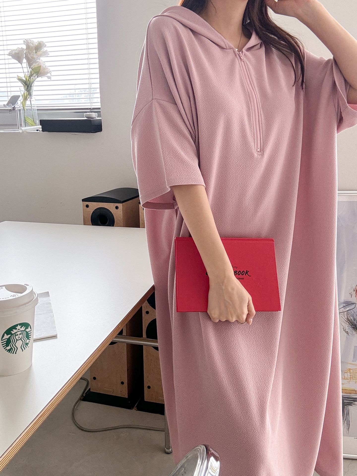 ジップアップフードロング長袖ワンピース | 詳細画像17