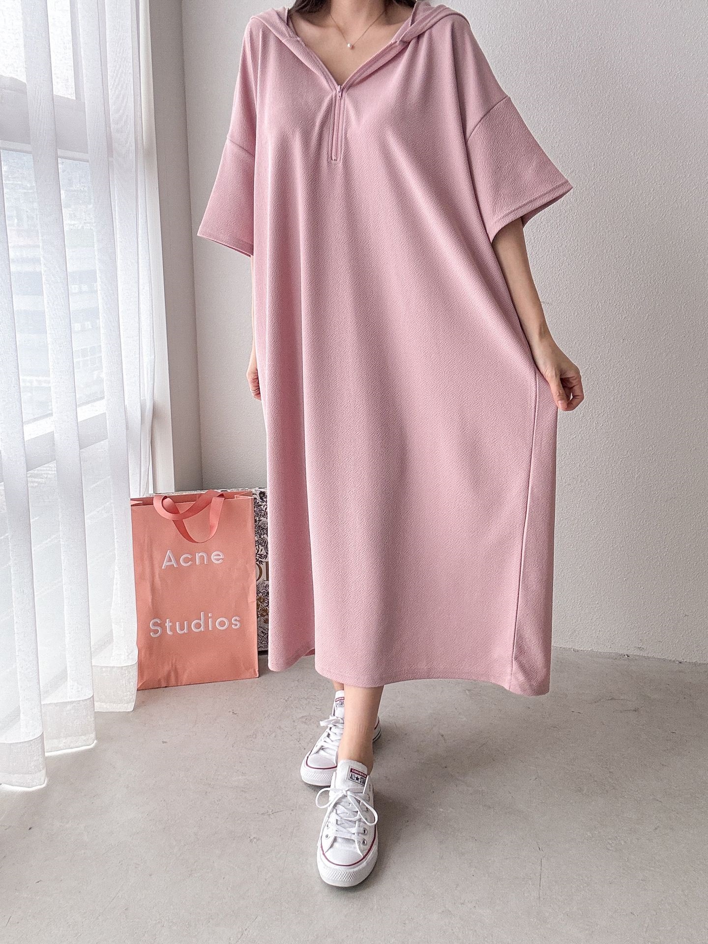 ジップアップフードロング長袖ワンピース | 詳細画像21