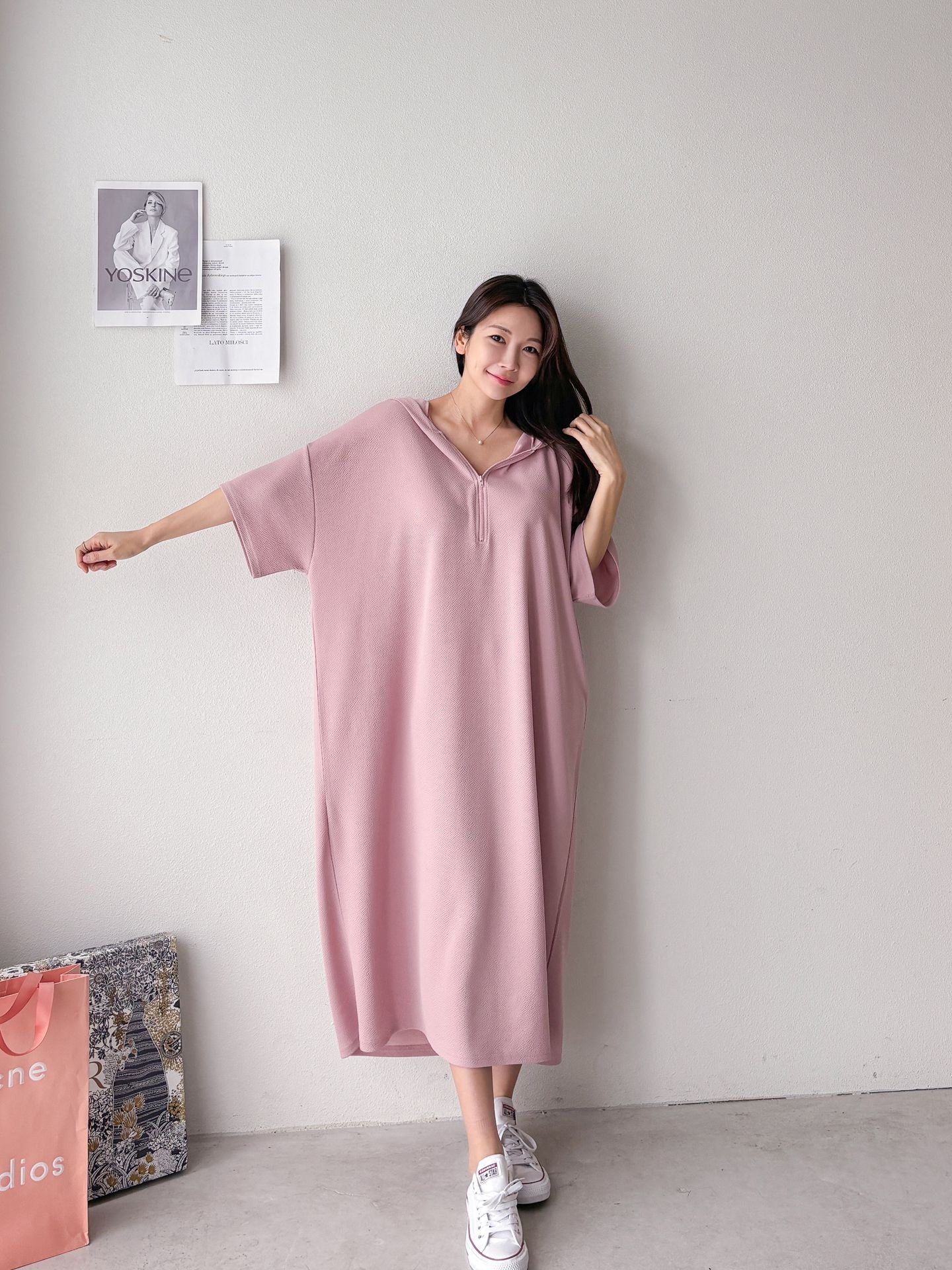 ジップアップフードロング長袖ワンピース | 詳細画像23