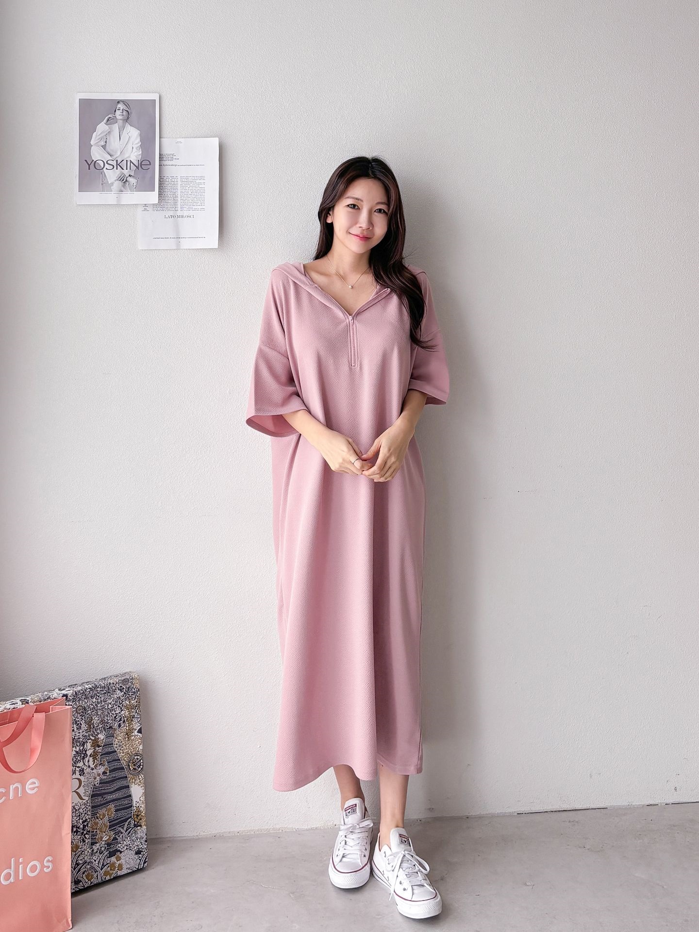 ジップアップフードロング長袖ワンピース | 詳細画像24