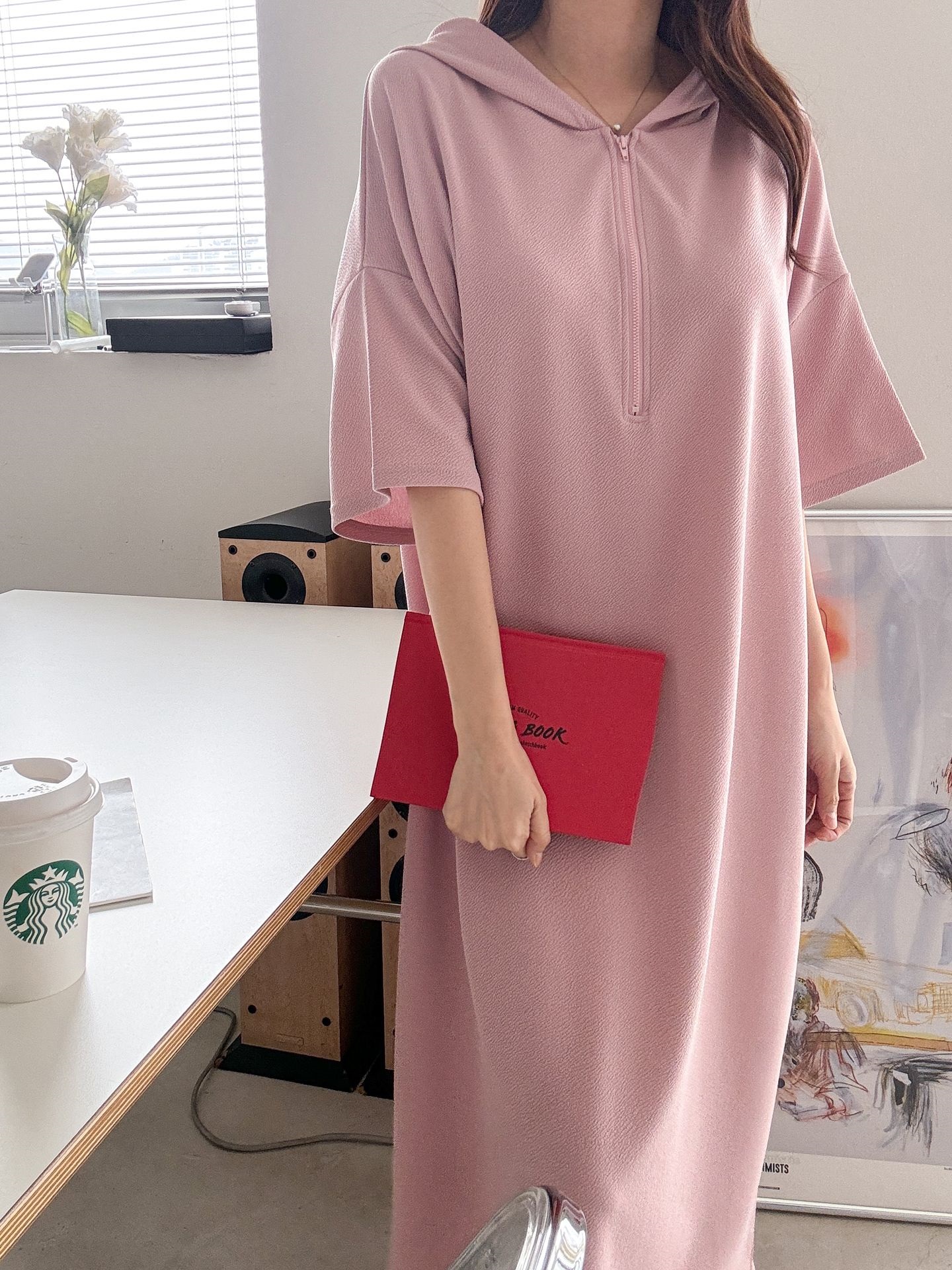 ジップアップフードロング長袖ワンピース | 詳細画像30