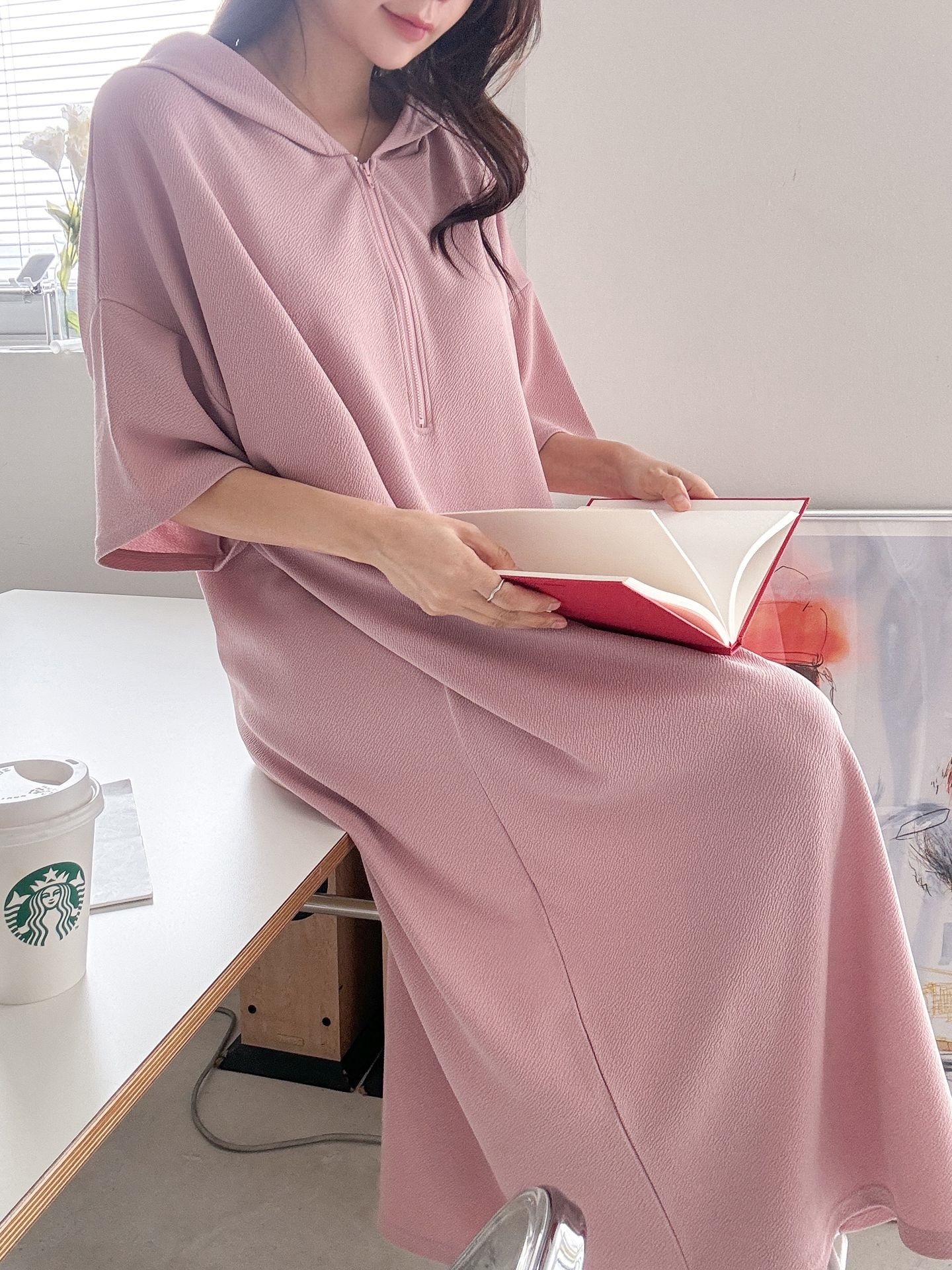 ジップアップフードロング長袖ワンピース | 詳細画像31