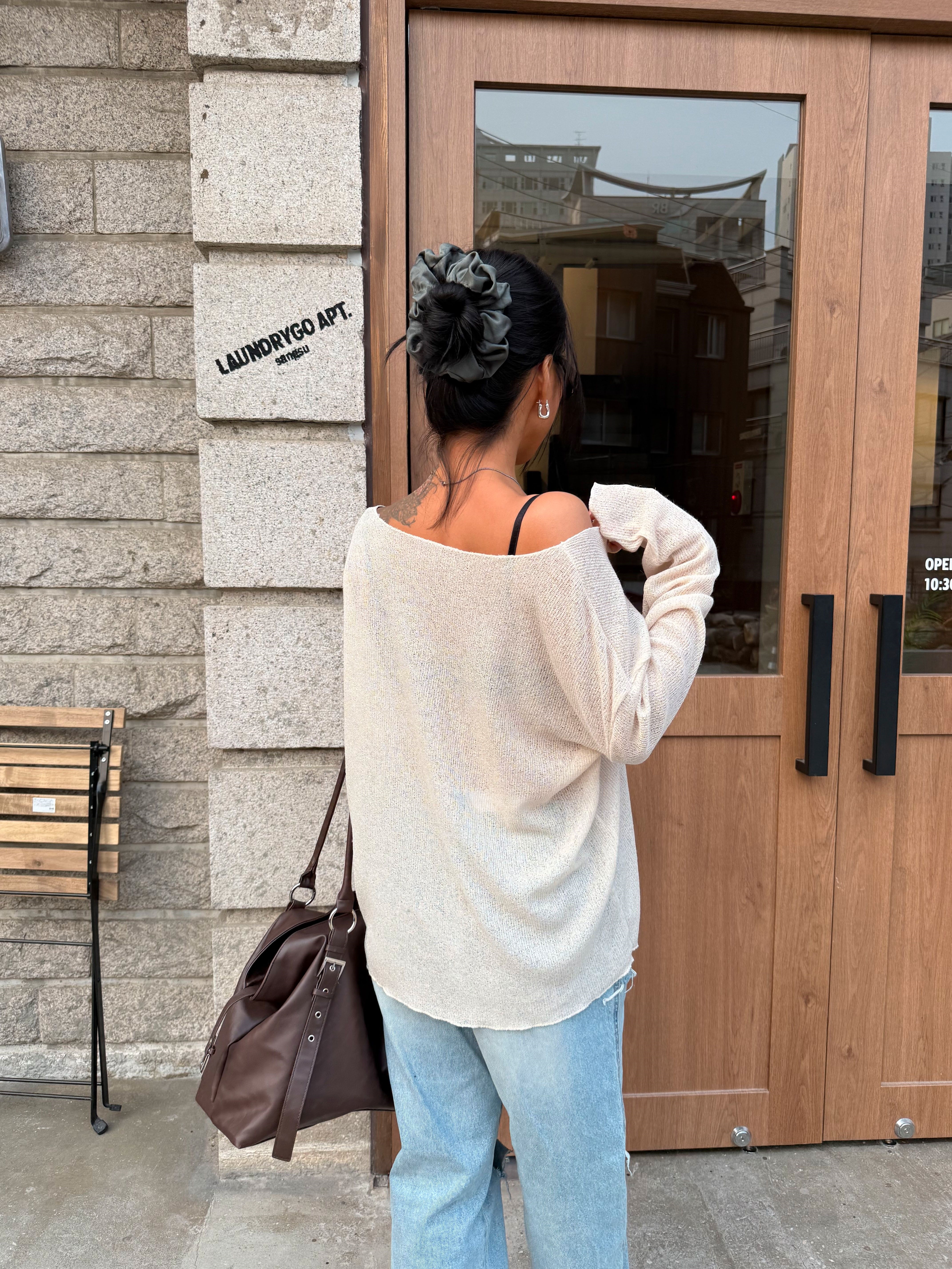 Uネックベーシックルーズ長袖ニット | 詳細画像7