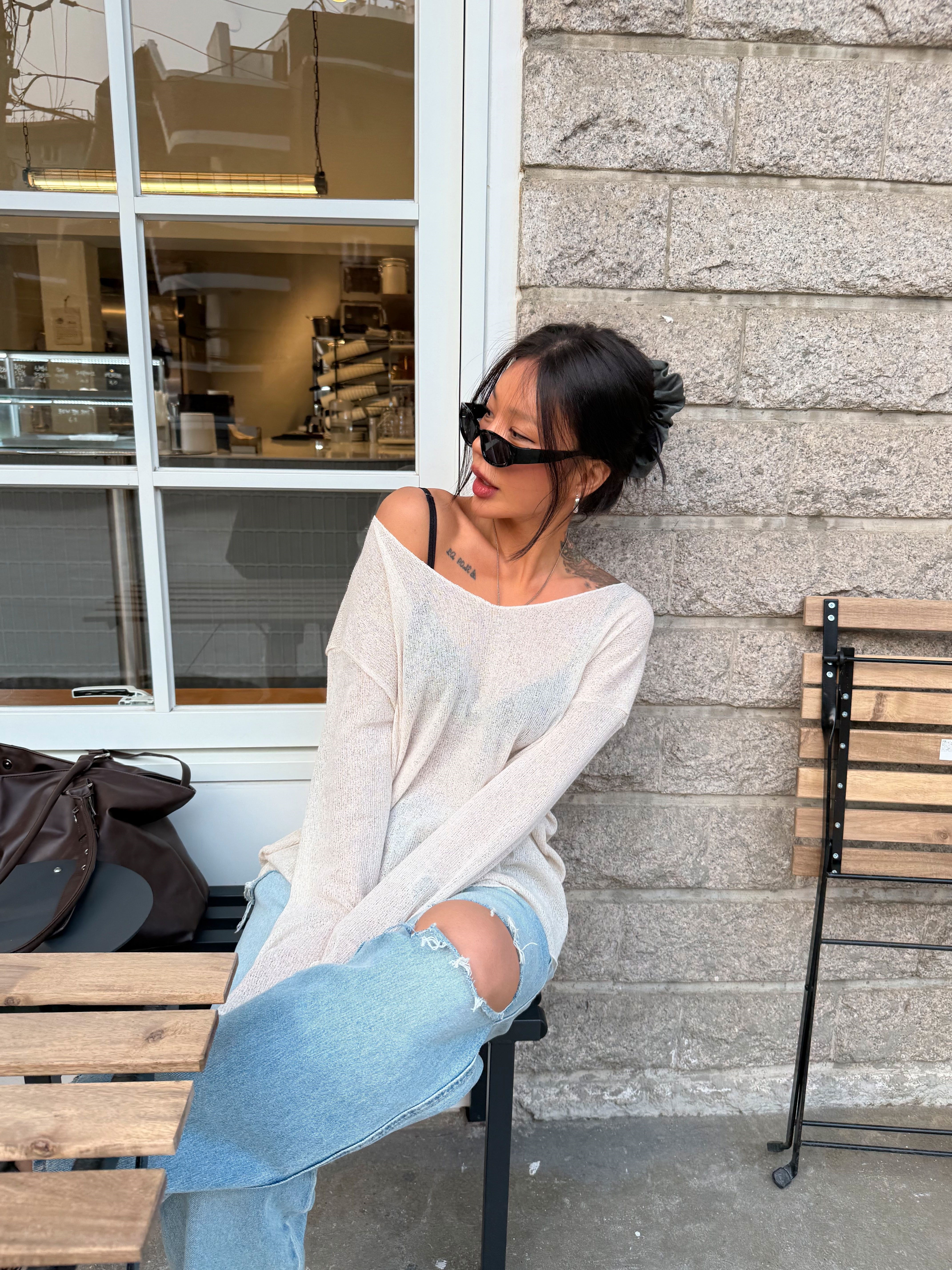 Uネックベーシックルーズ長袖ニット | 詳細画像16