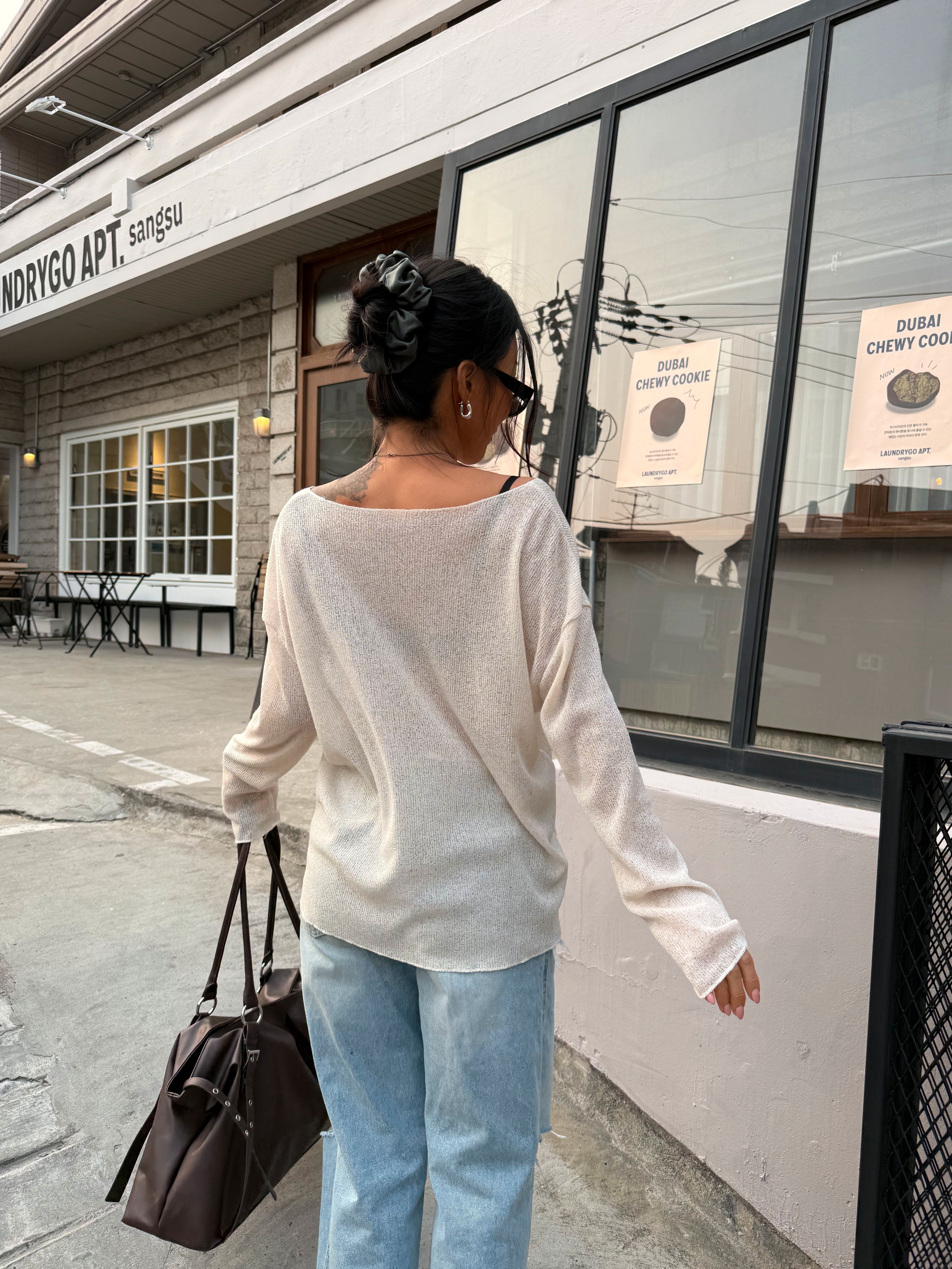 Uネックベーシックルーズ長袖ニット | 詳細画像21