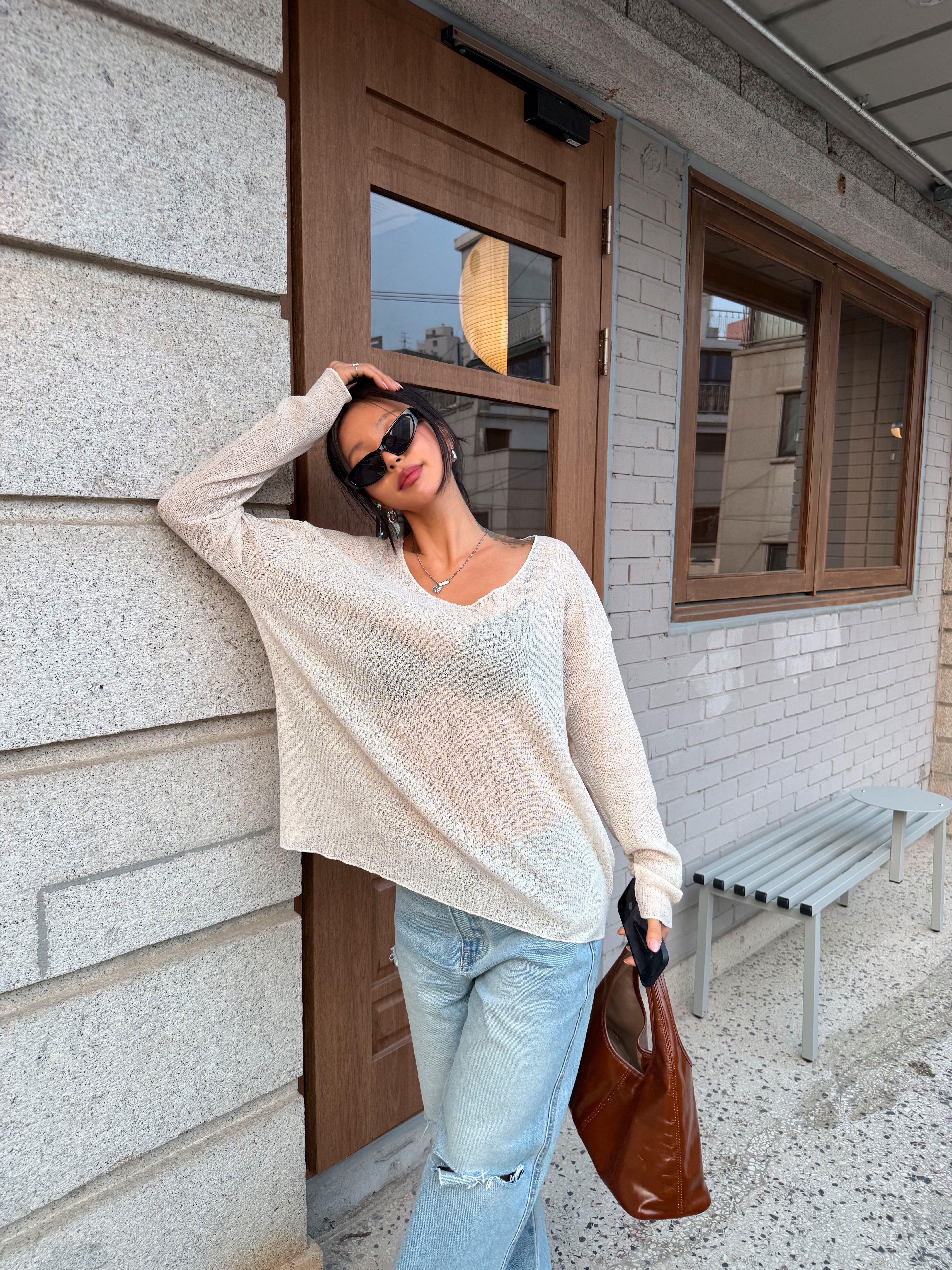 Uネックベーシックルーズ長袖ニット | 詳細画像27