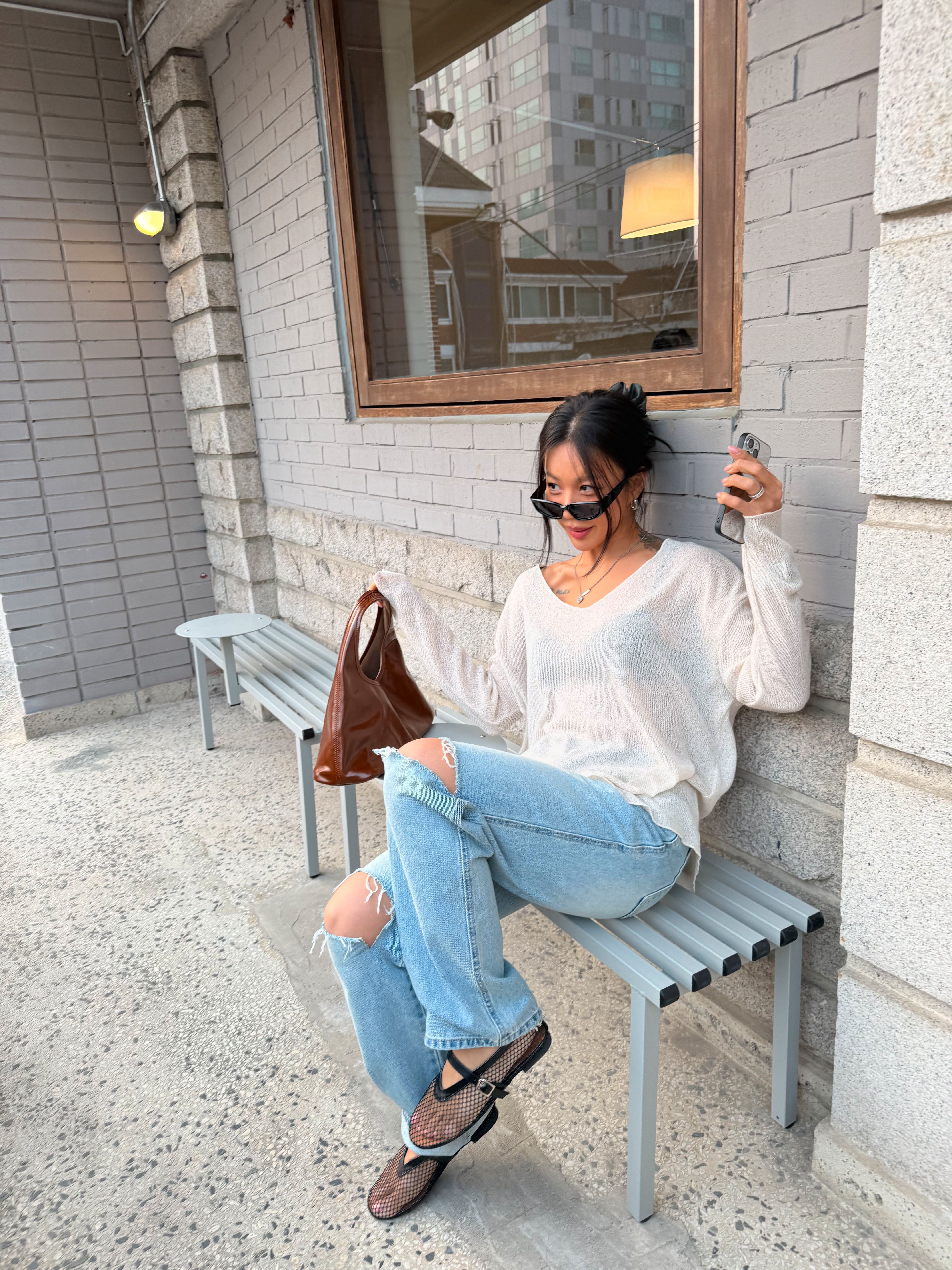 Uネックベーシックルーズ長袖ニット | 詳細画像26