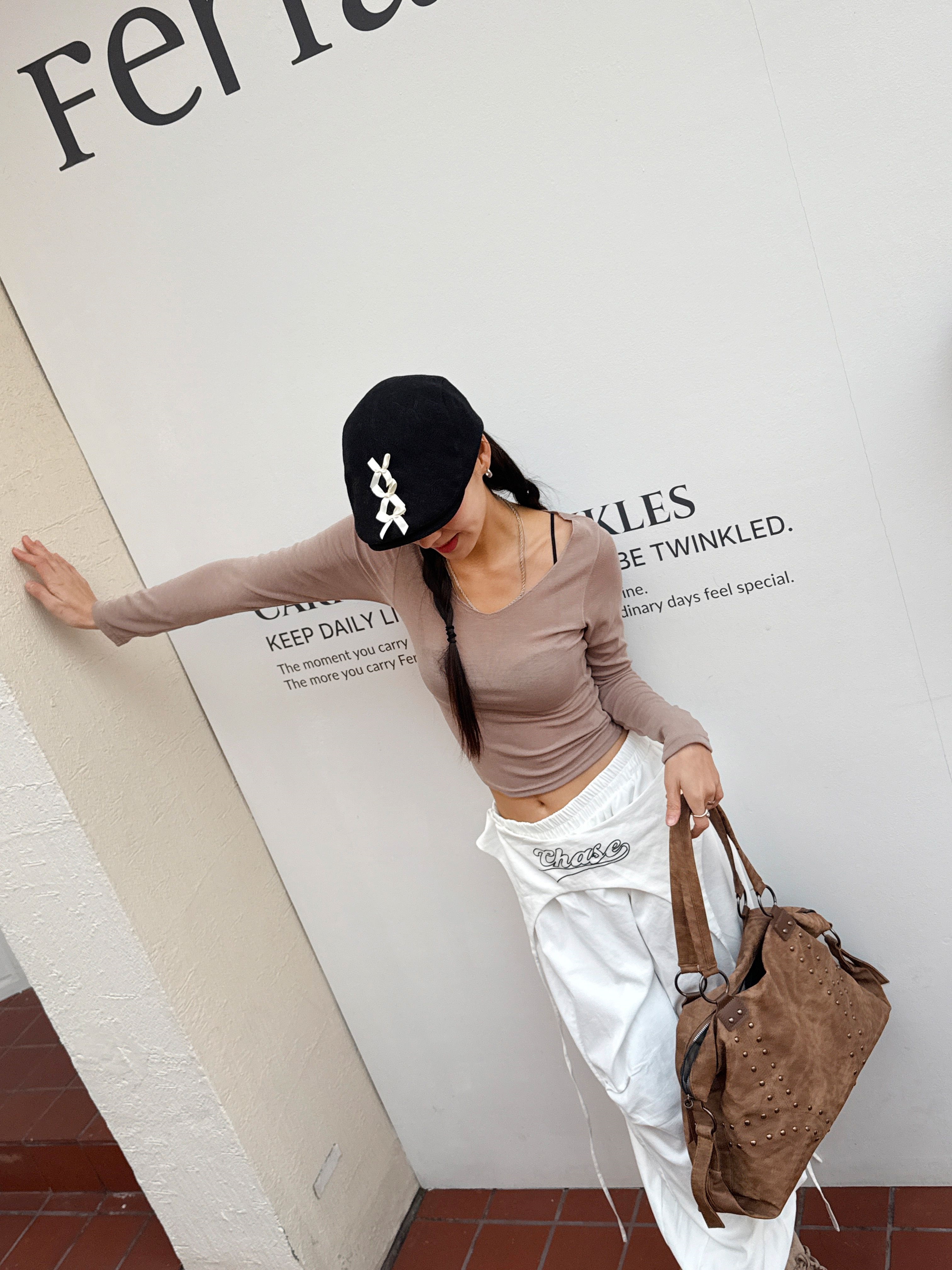 Uネックベーシックスリム長袖Tシャツ | 詳細画像15