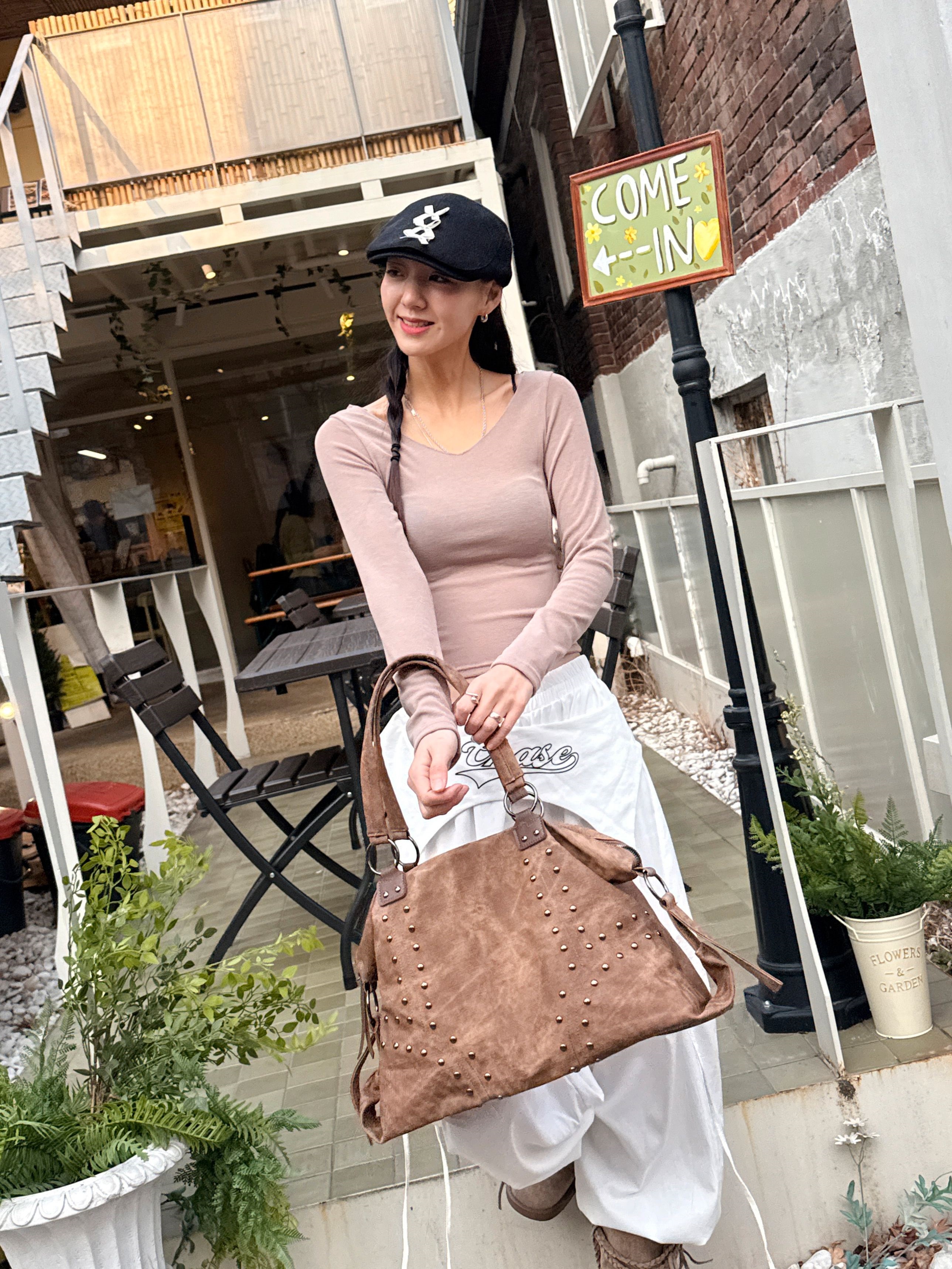 Uネックベーシックスリム長袖Tシャツ | 詳細画像2