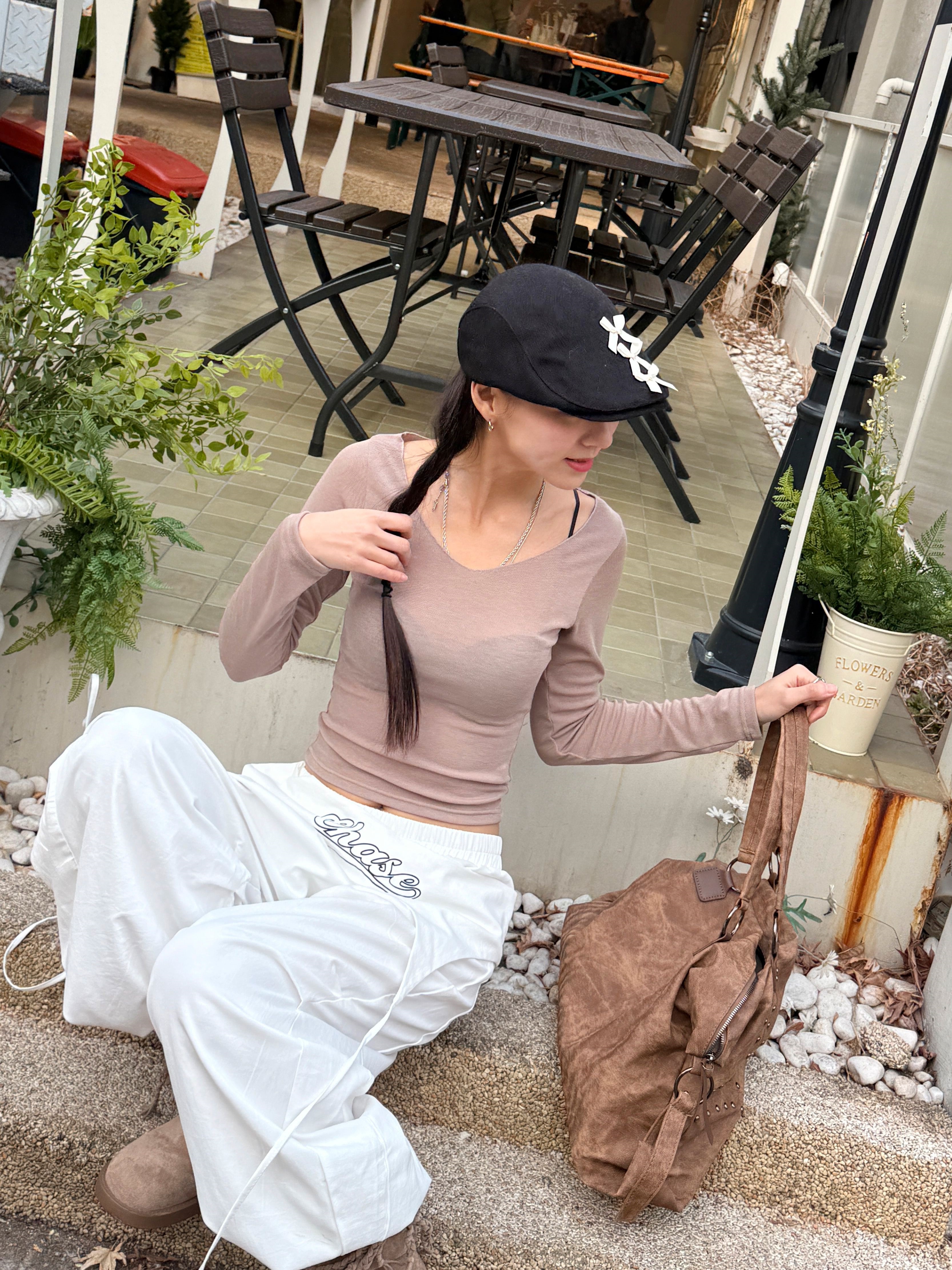 Uネックベーシックスリム長袖Tシャツ | 詳細画像16