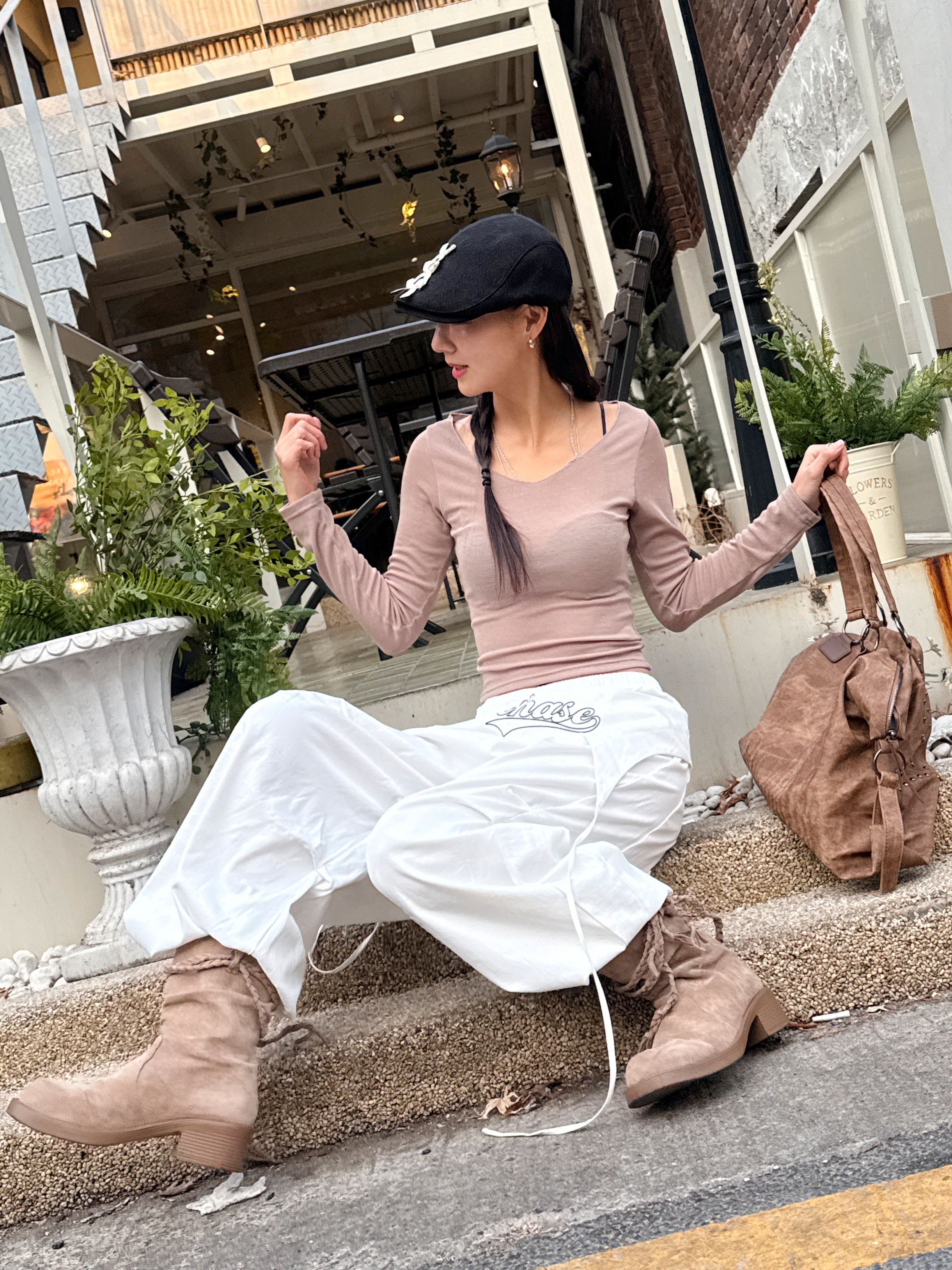 Uネックベーシックスリム長袖Tシャツ | 詳細画像11