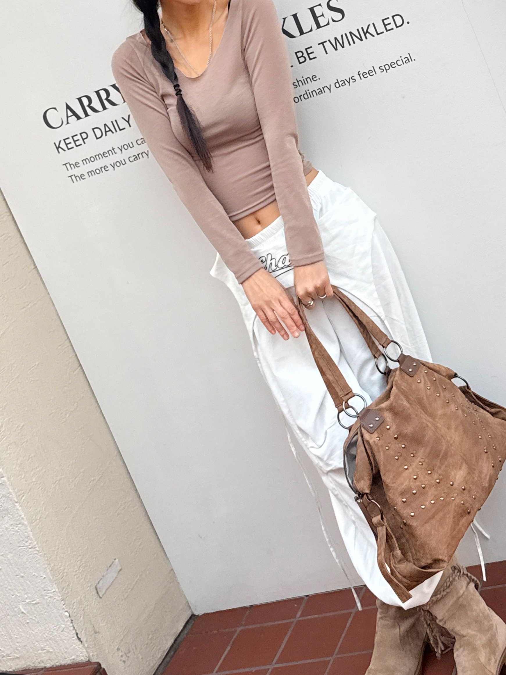 Uネックベーシックスリム長袖Tシャツ | 詳細画像13