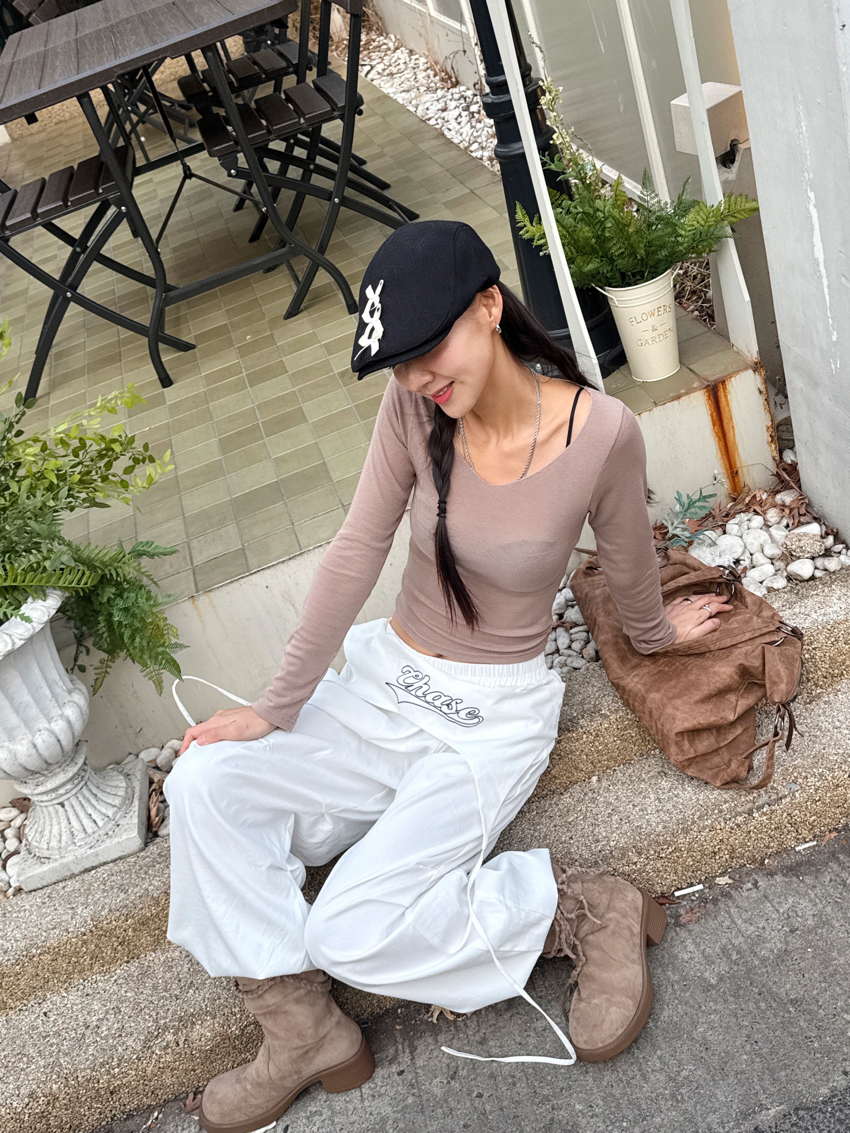 Uネックベーシックスリム長袖Tシャツ | 詳細画像4