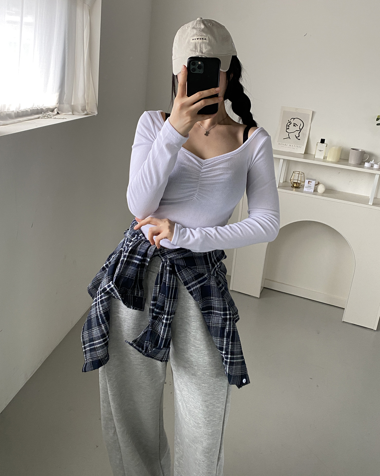 ハートネックベーシック長袖ギャザーTシャツ | 詳細画像4