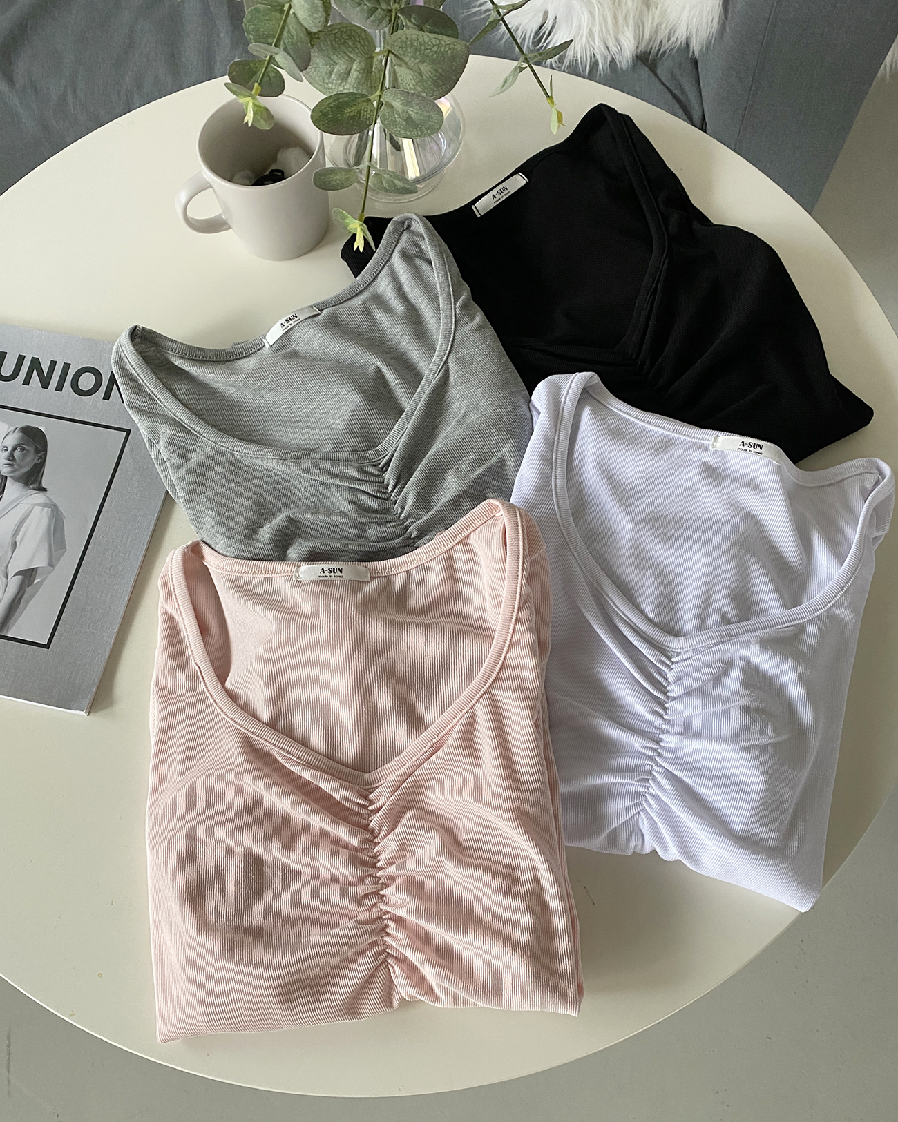 ハートネックベーシック長袖ギャザーTシャツ | 詳細画像6