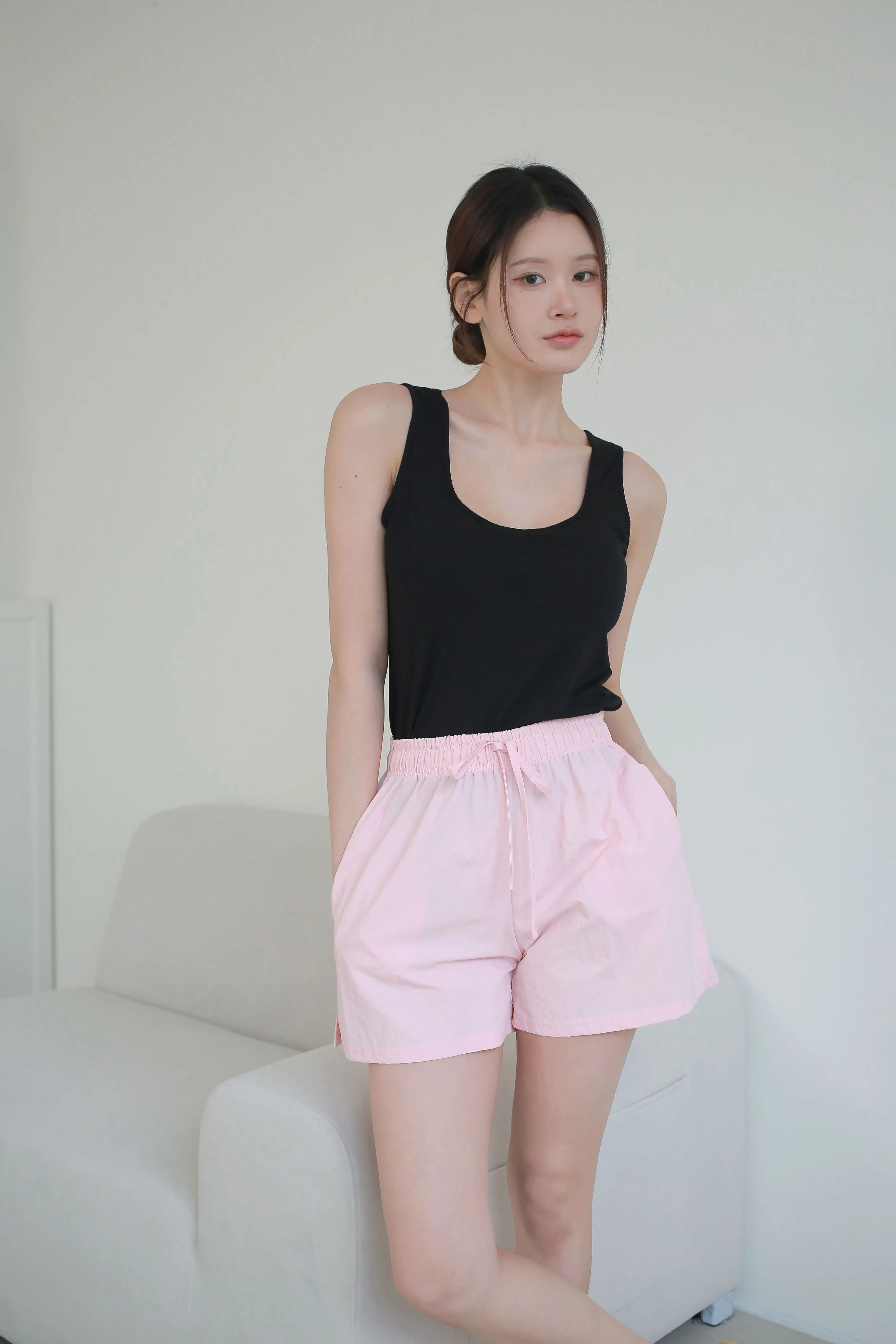 コットンラウンドネックベーシックスリムキャミソールカップ付 | 詳細画像1